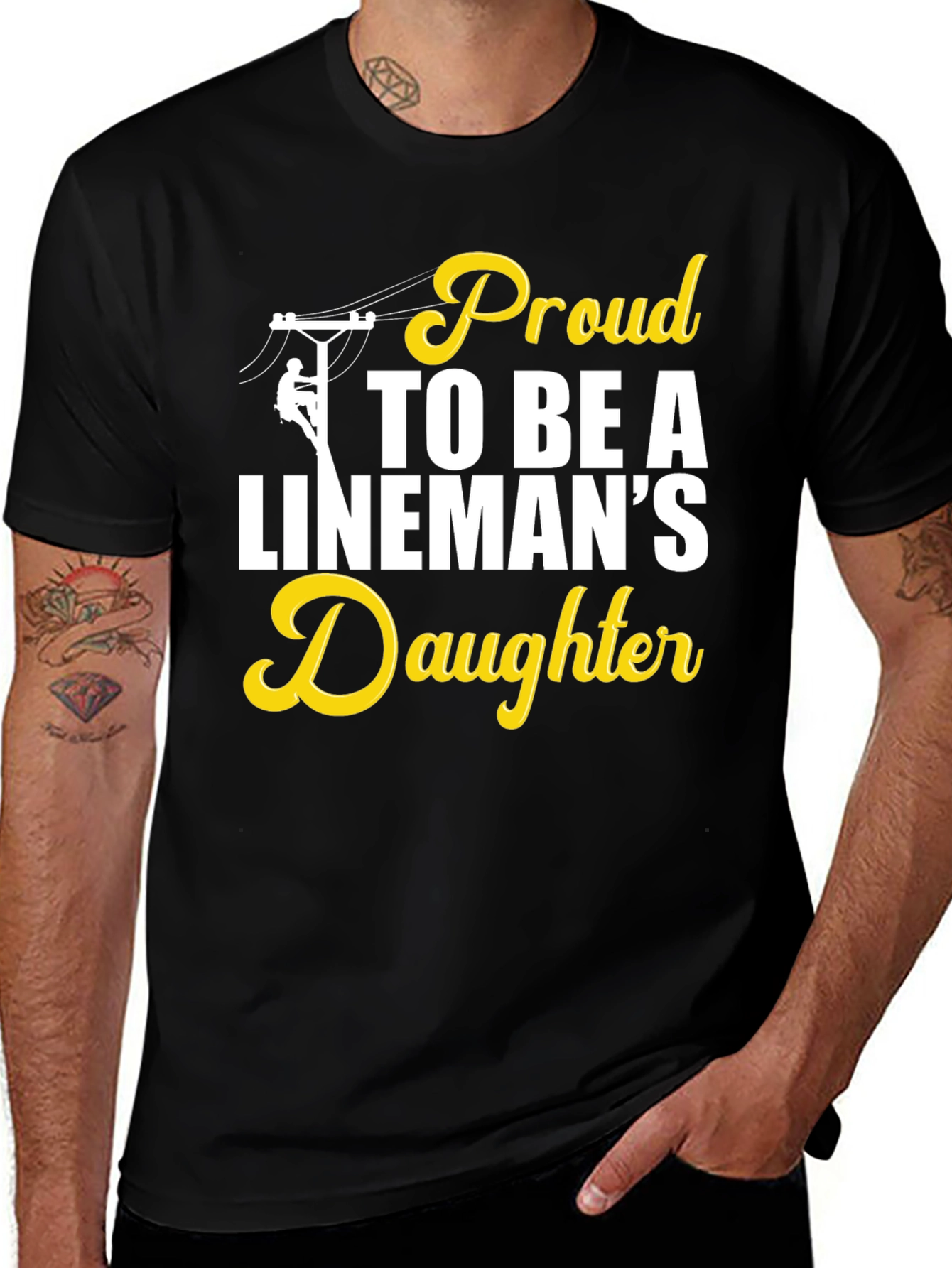 Proud Linemans Daughter Black T-Shirt