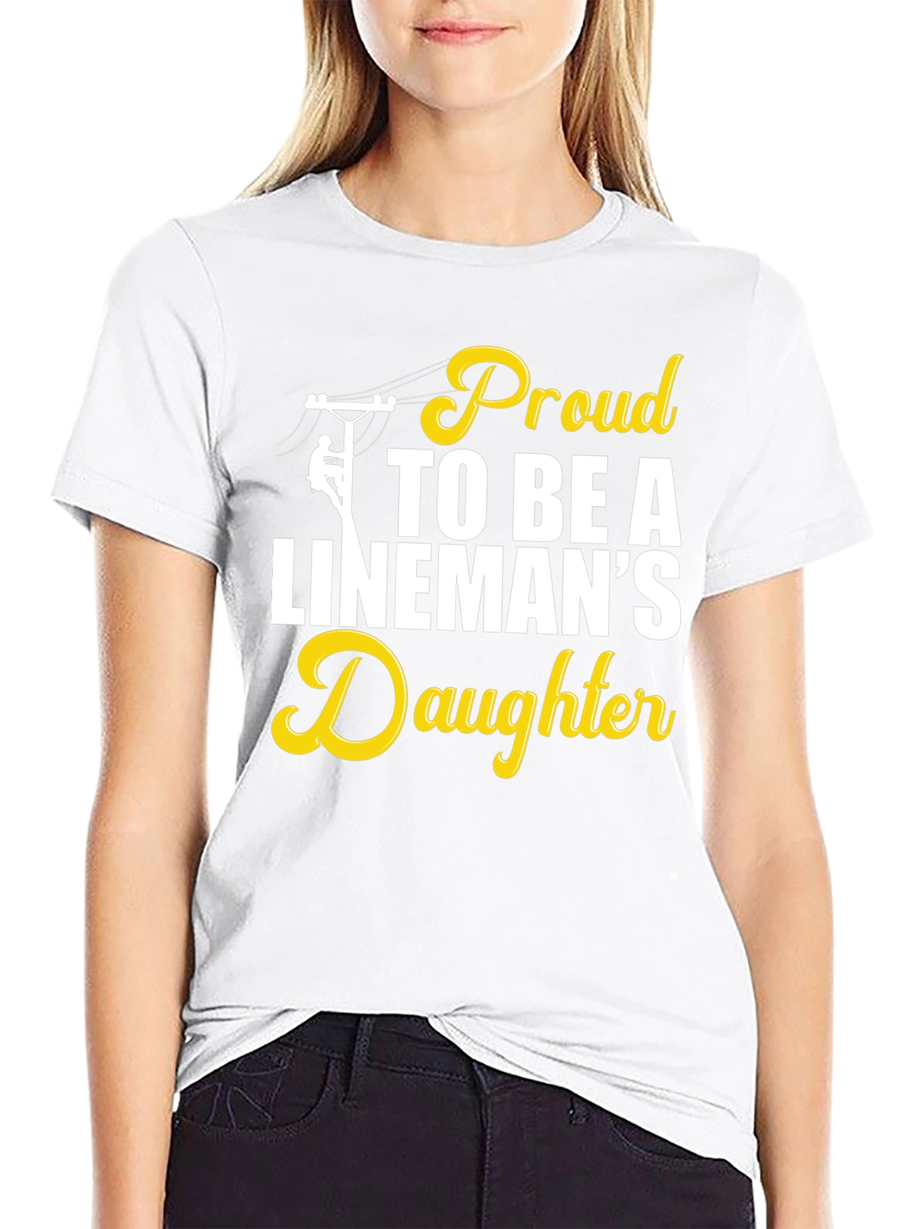 Proud Linemans Daughter Black T-Shirt