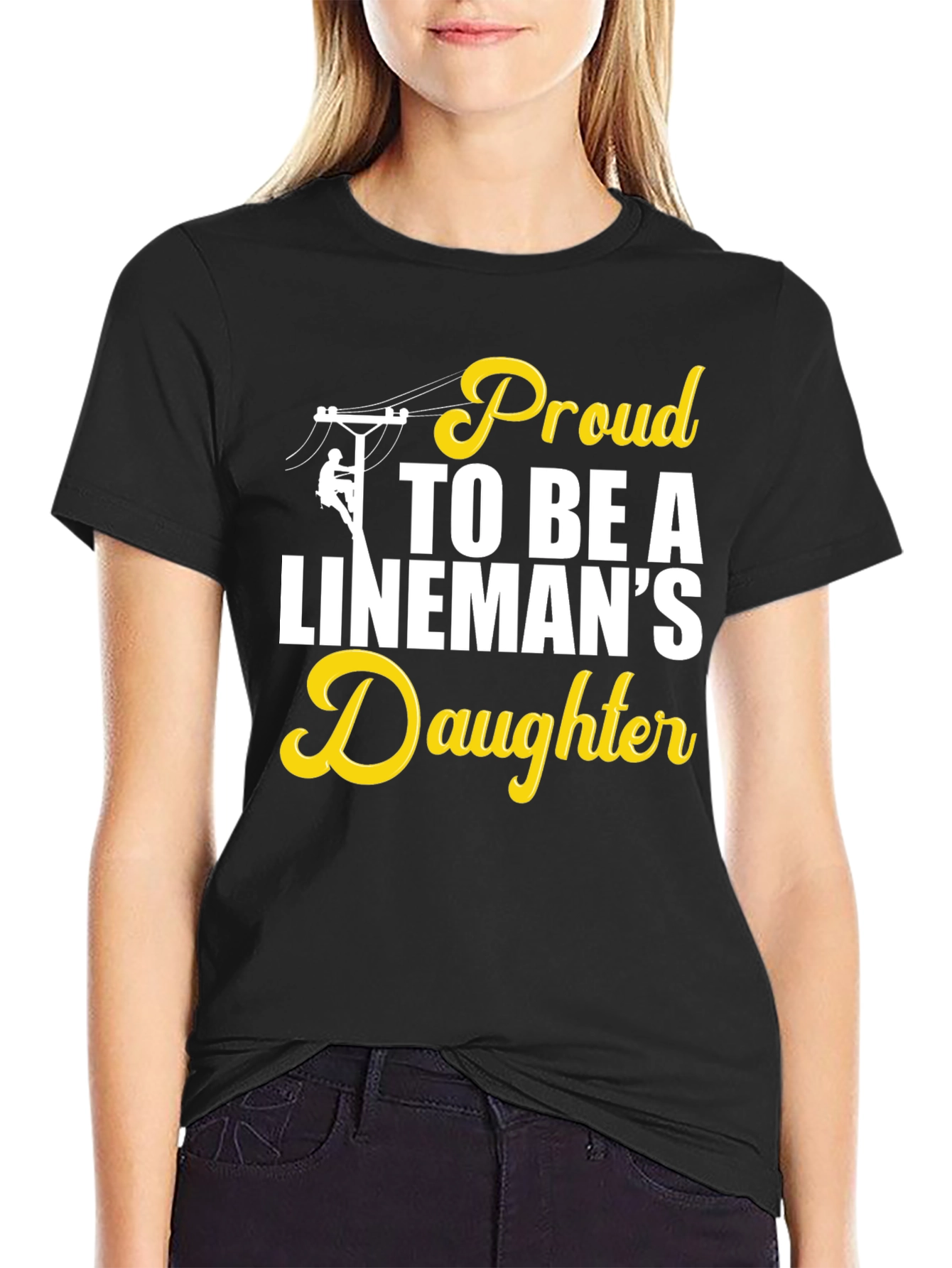 Proud Linemans Daughter Black T-Shirt