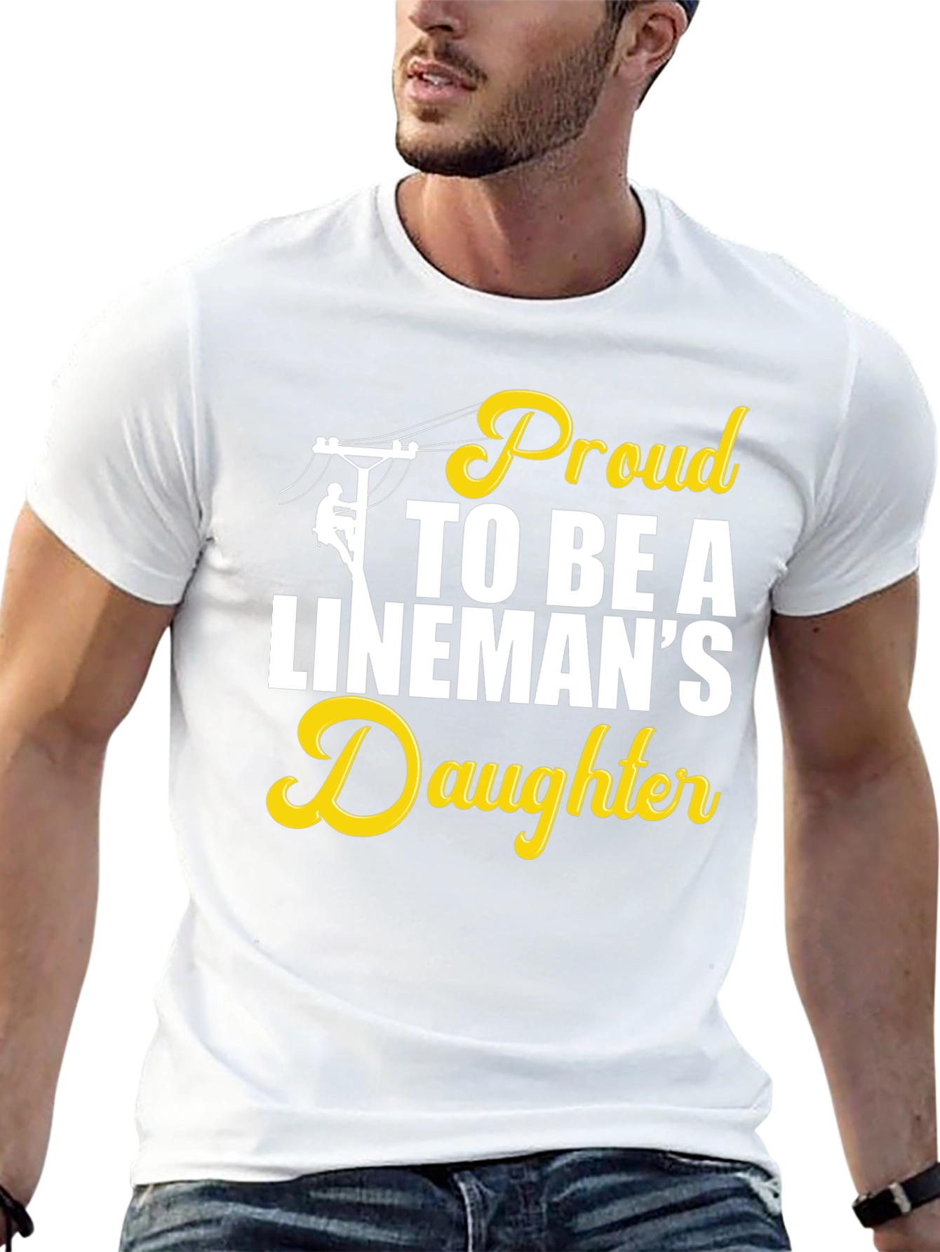 Proud Linemans Daughter Black T-Shirt