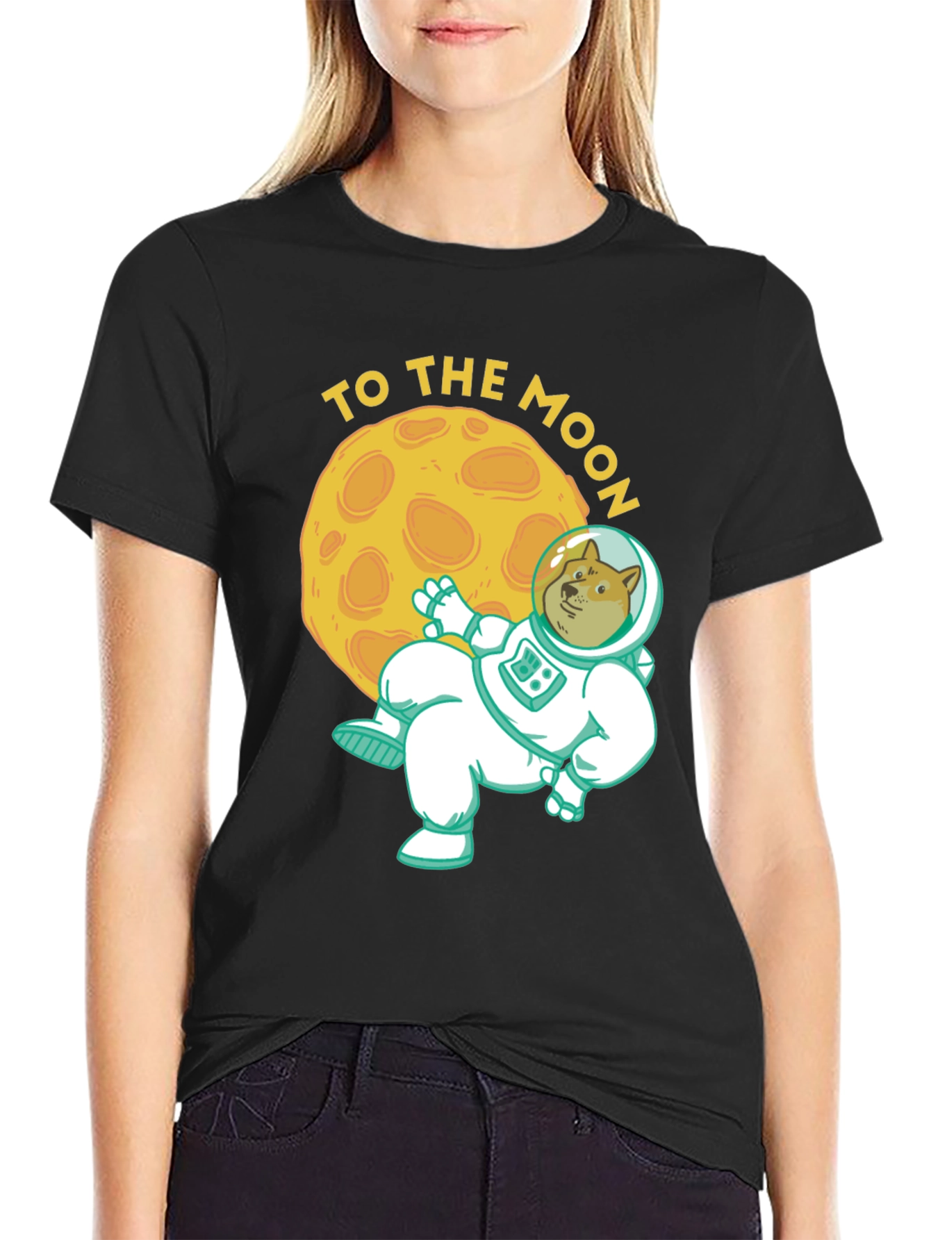 Doge To The Moon Black T-Shirt