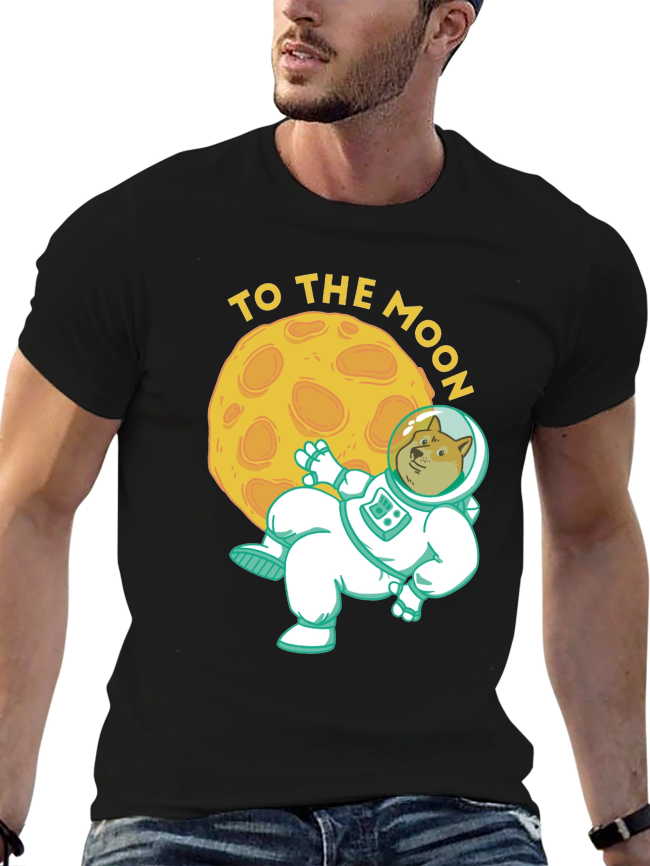 Doge To The Moon Black T-Shirt