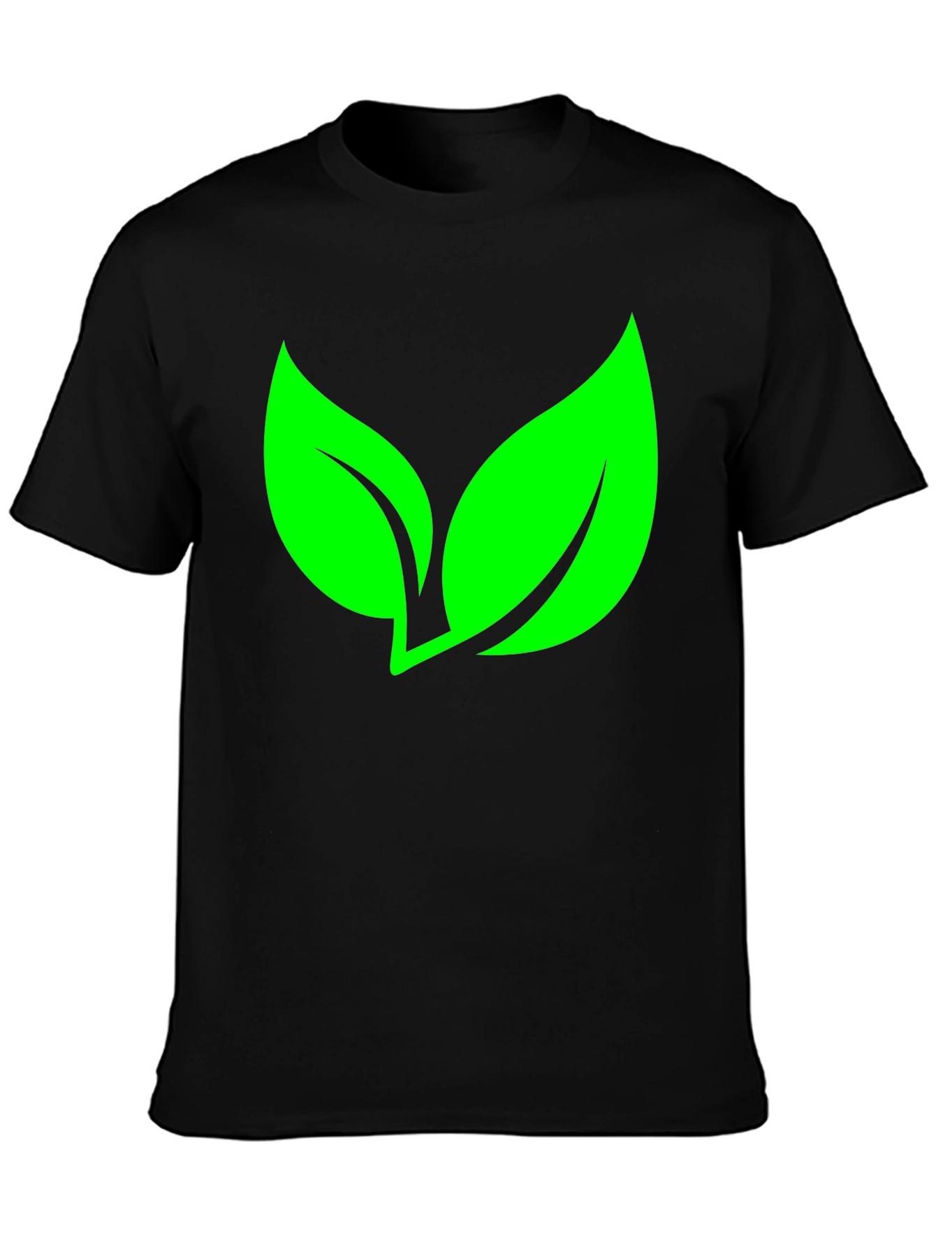 Eco-Friendly Leaf Graphic Black T-Shirt