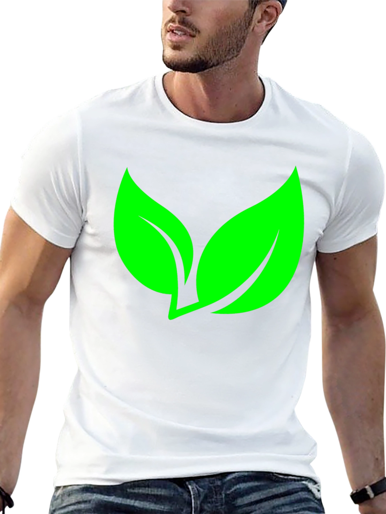 Eco-Friendly Leaf Graphic Black T-Shirt