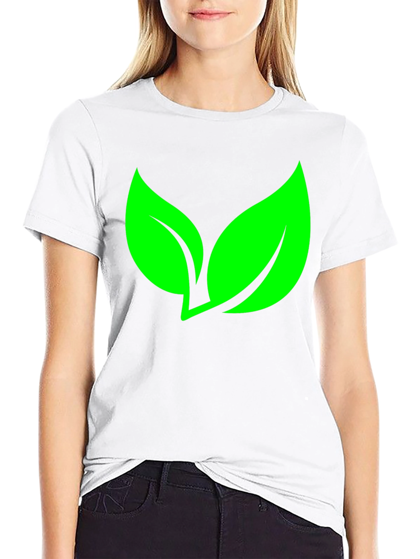 Eco-Friendly Leaf Graphic Black T-Shirt