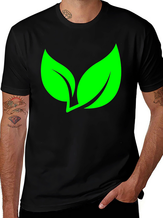 Eco-Friendly Leaf Graphic Black T-Shirt