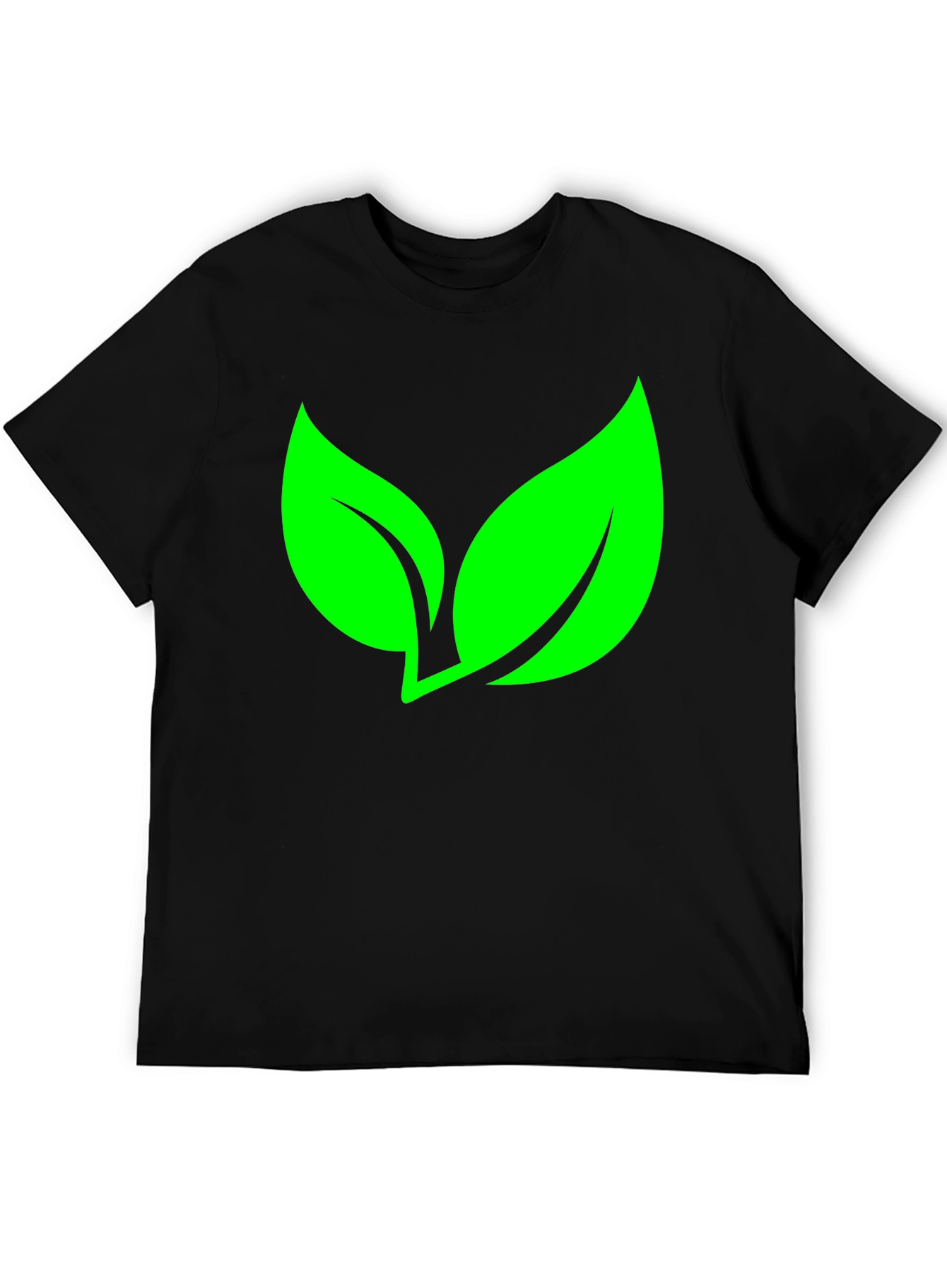 Eco-Friendly Leaf Graphic Black T-Shirt