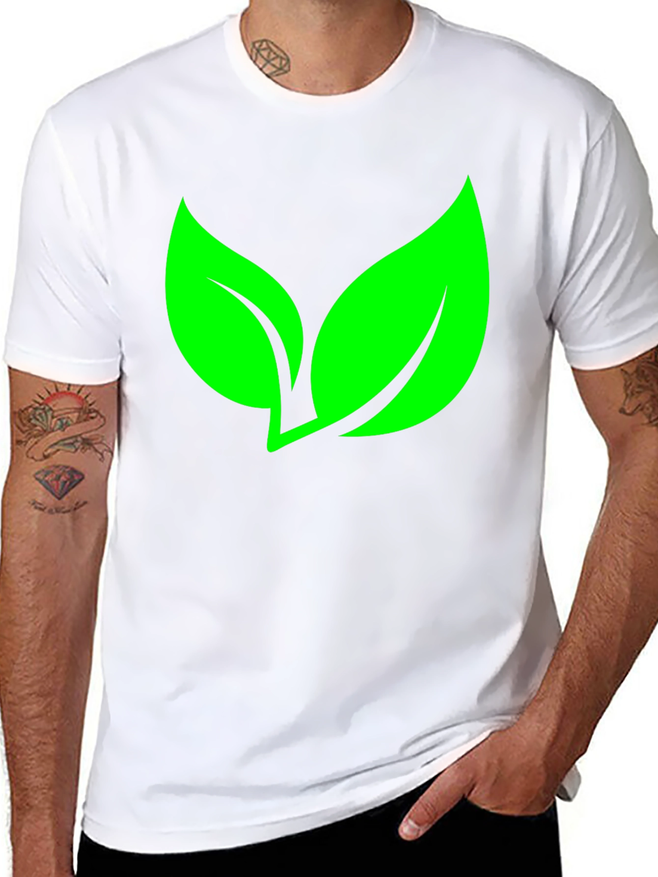 Eco-Friendly Leaf Graphic Black T-Shirt