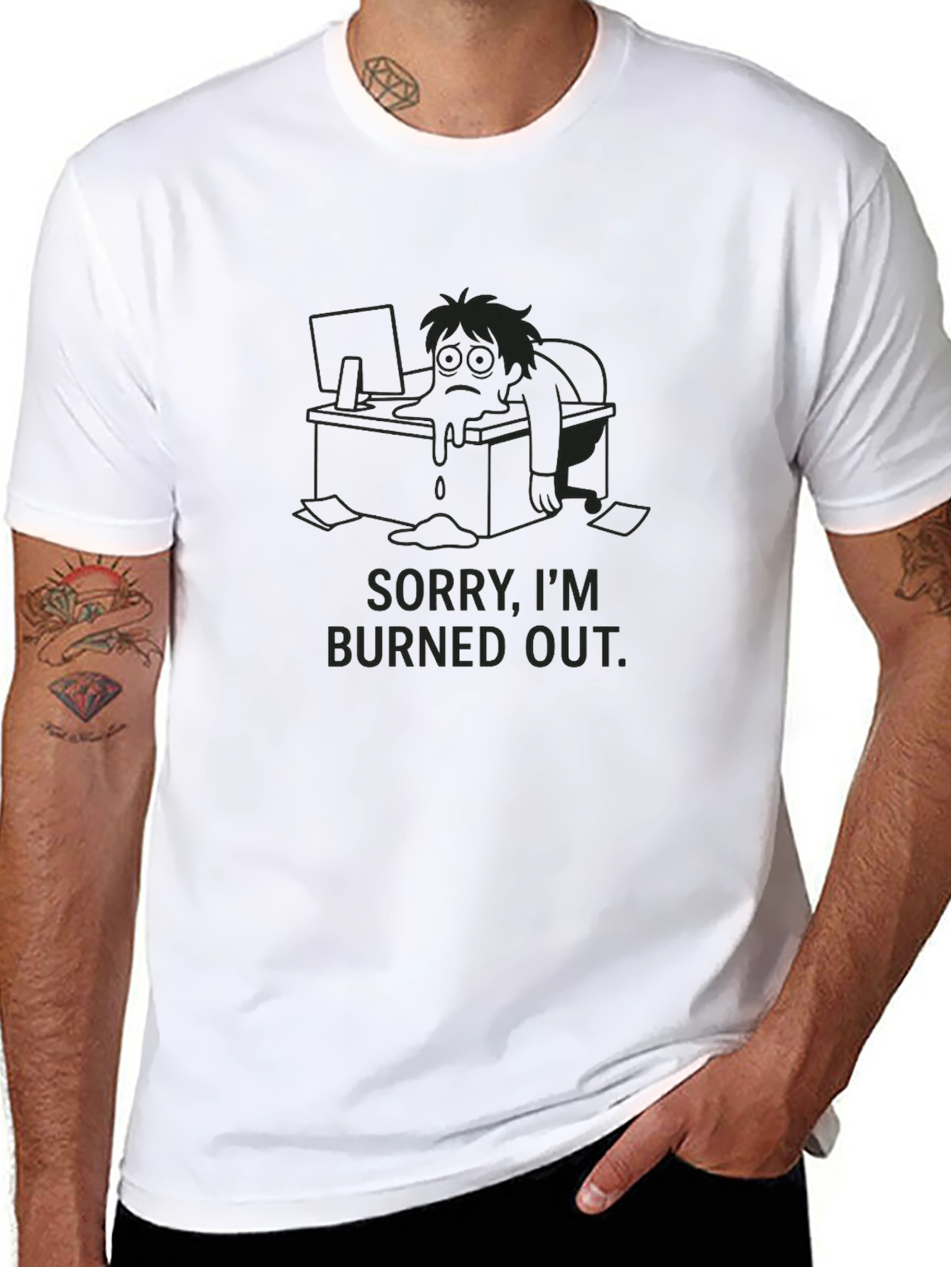 Burned Out Graphic Tee - Funny Tired T-Shirt