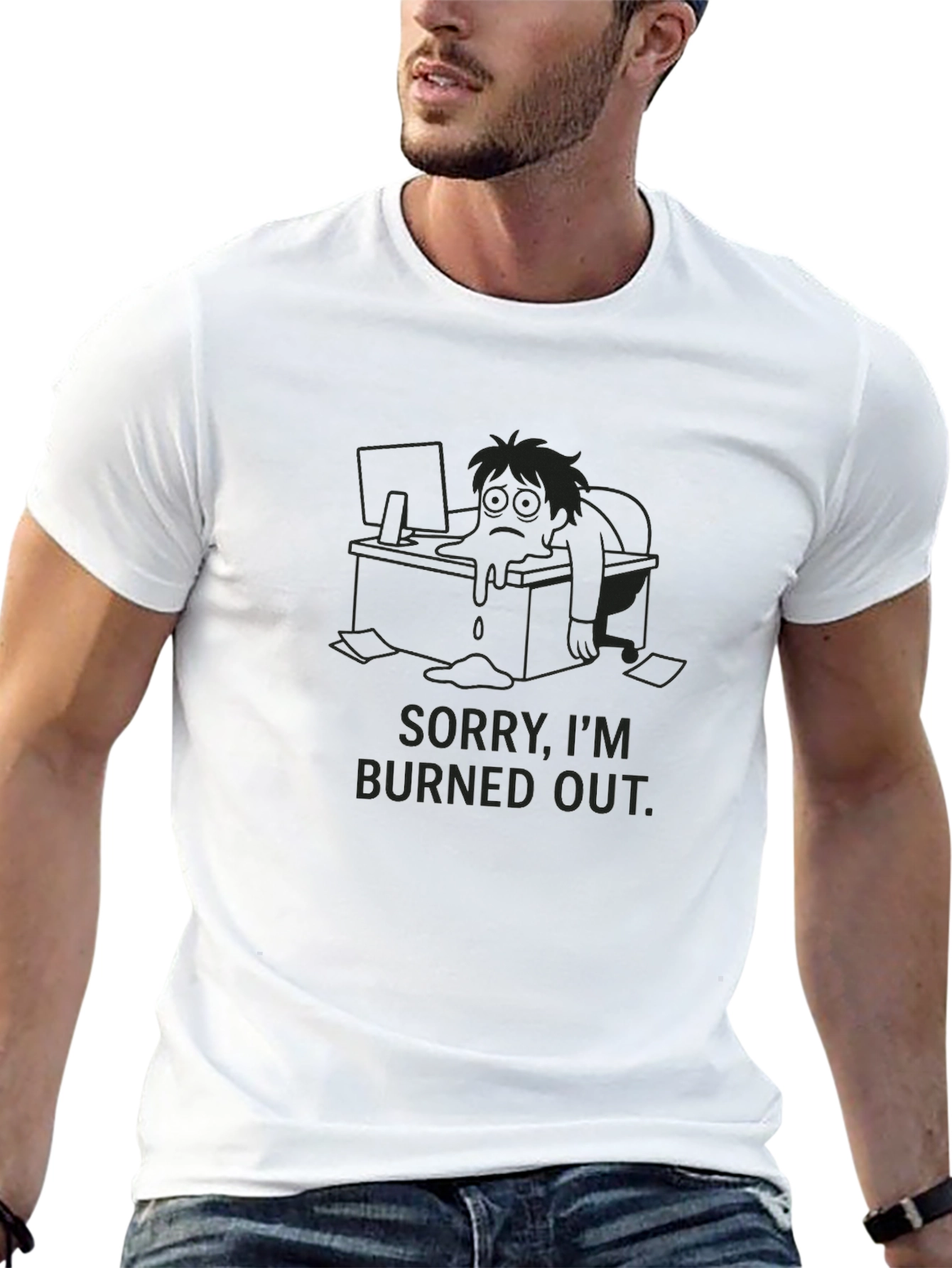Burned Out Graphic Tee - Funny Tired T-Shirt