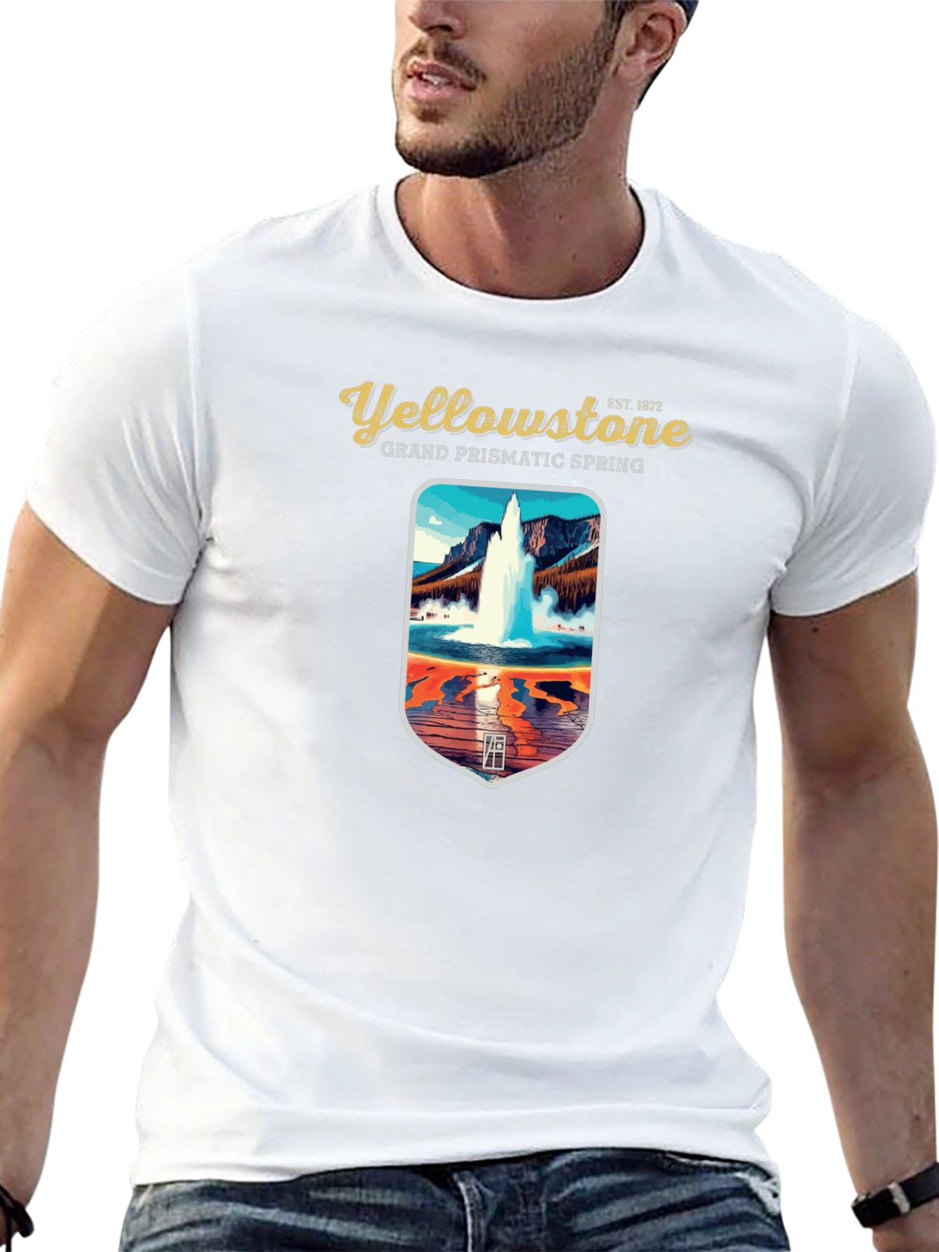 Yellowstone Grand Prismatic Spring Black Graphic T-Shirt
