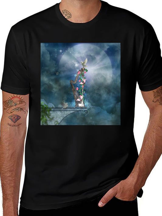 Artistic Harp Graphic T-Shirt