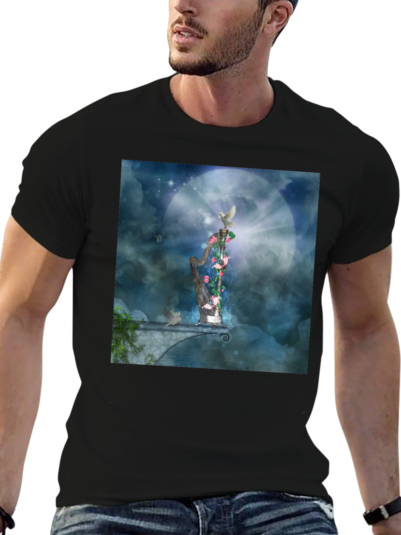 Artistic Harp Graphic T-Shirt