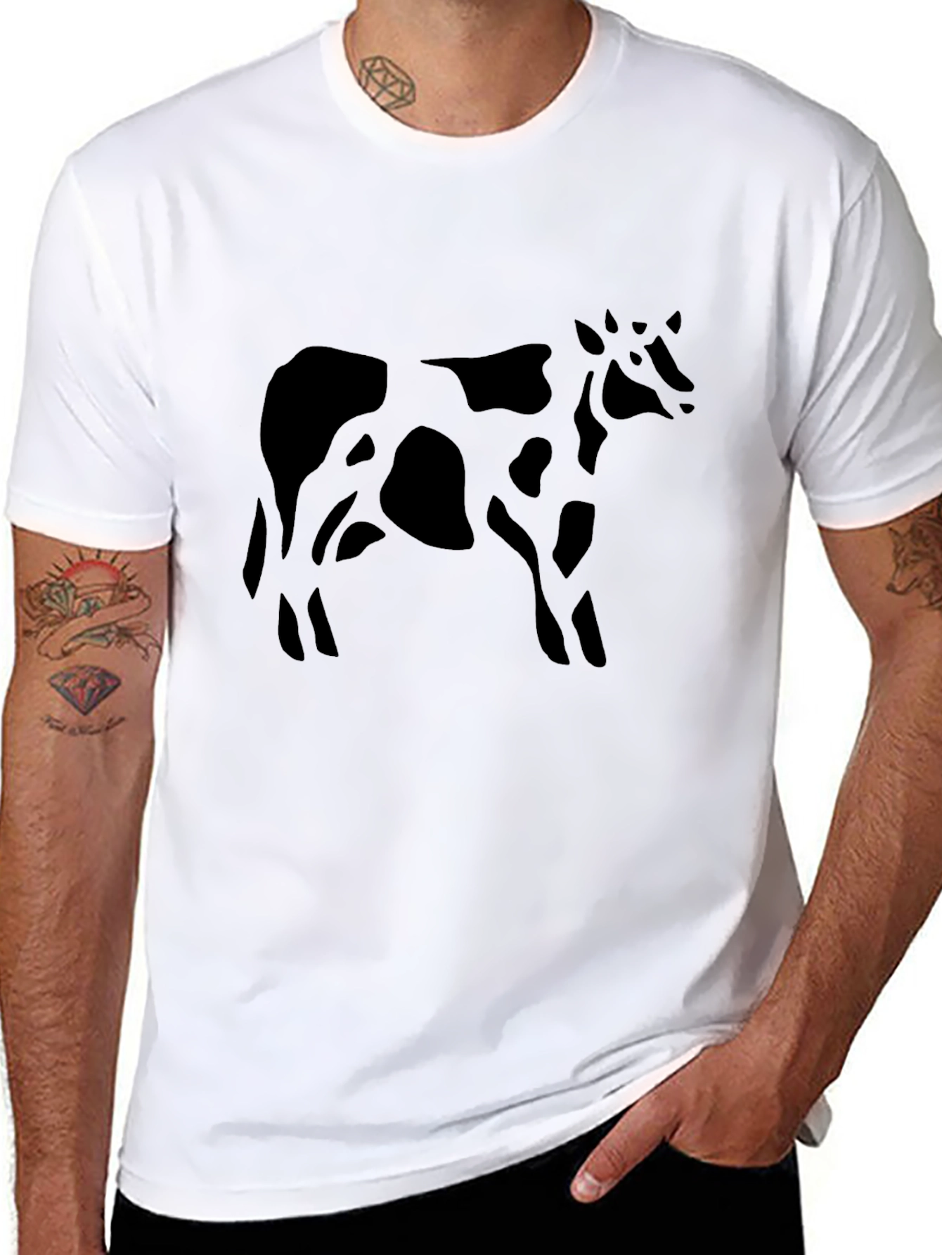 Black Cow Print T-Shirt - Casual Comfort