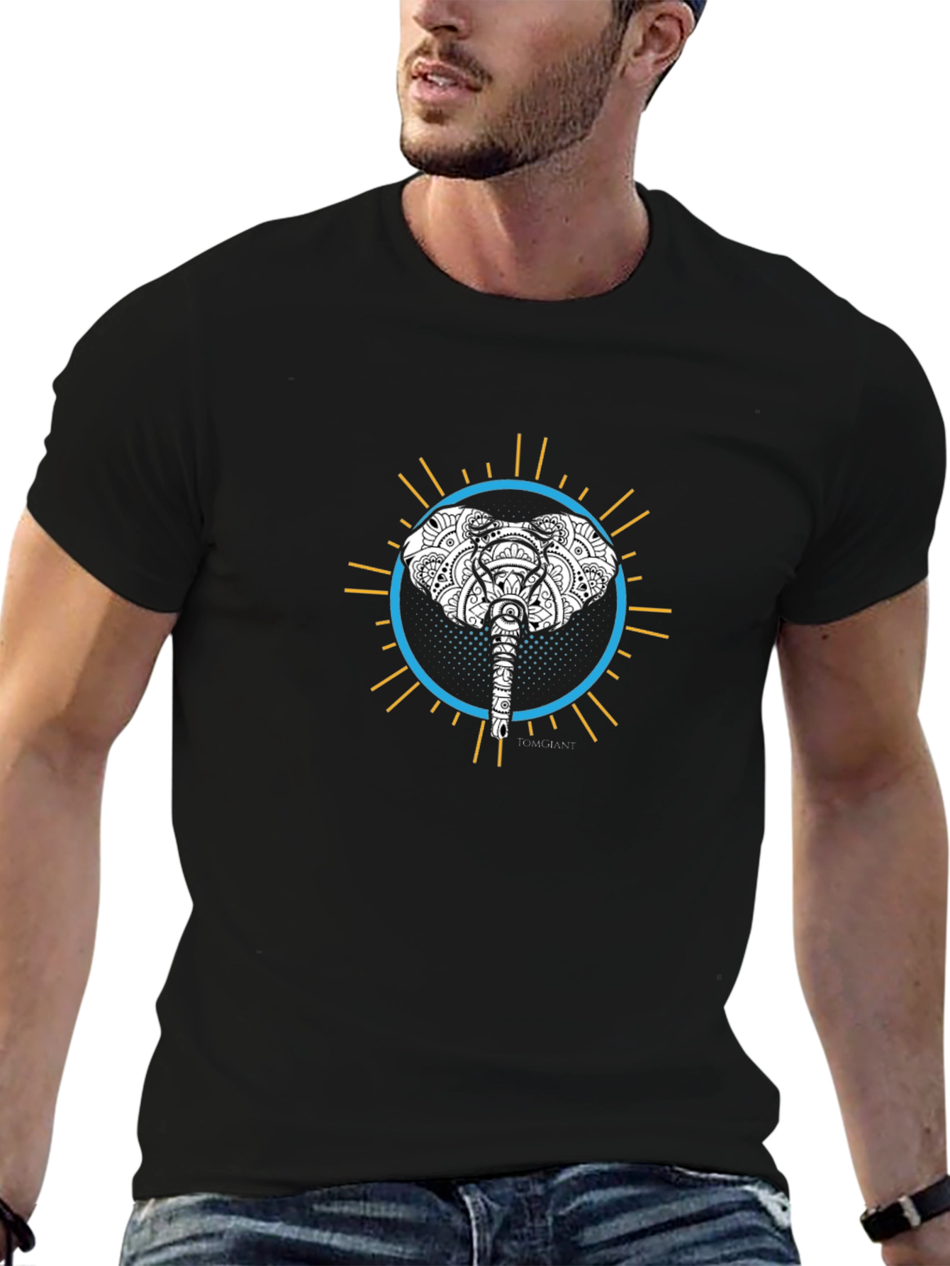 Elephant Mandala Graphic Tee - Stylish Black T-Shirt