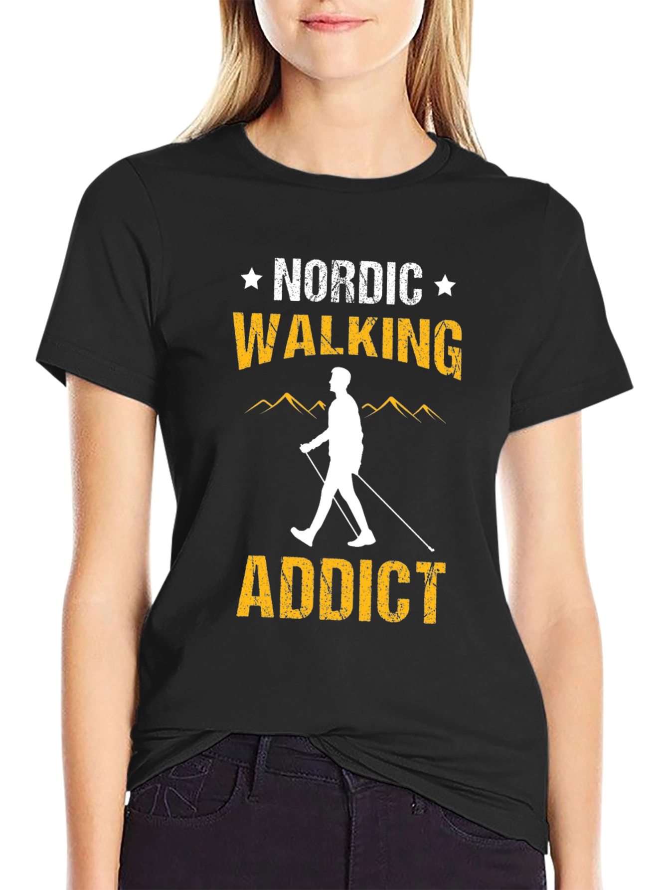 Nordic Walking Addict Black T-Shirt