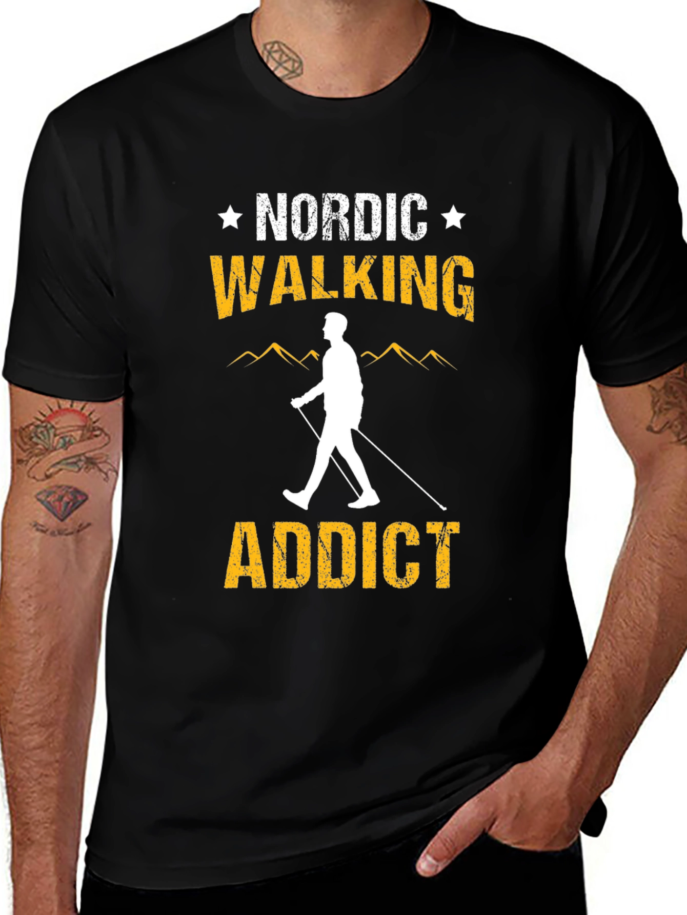 Nordic Walking Addict Black T-Shirt