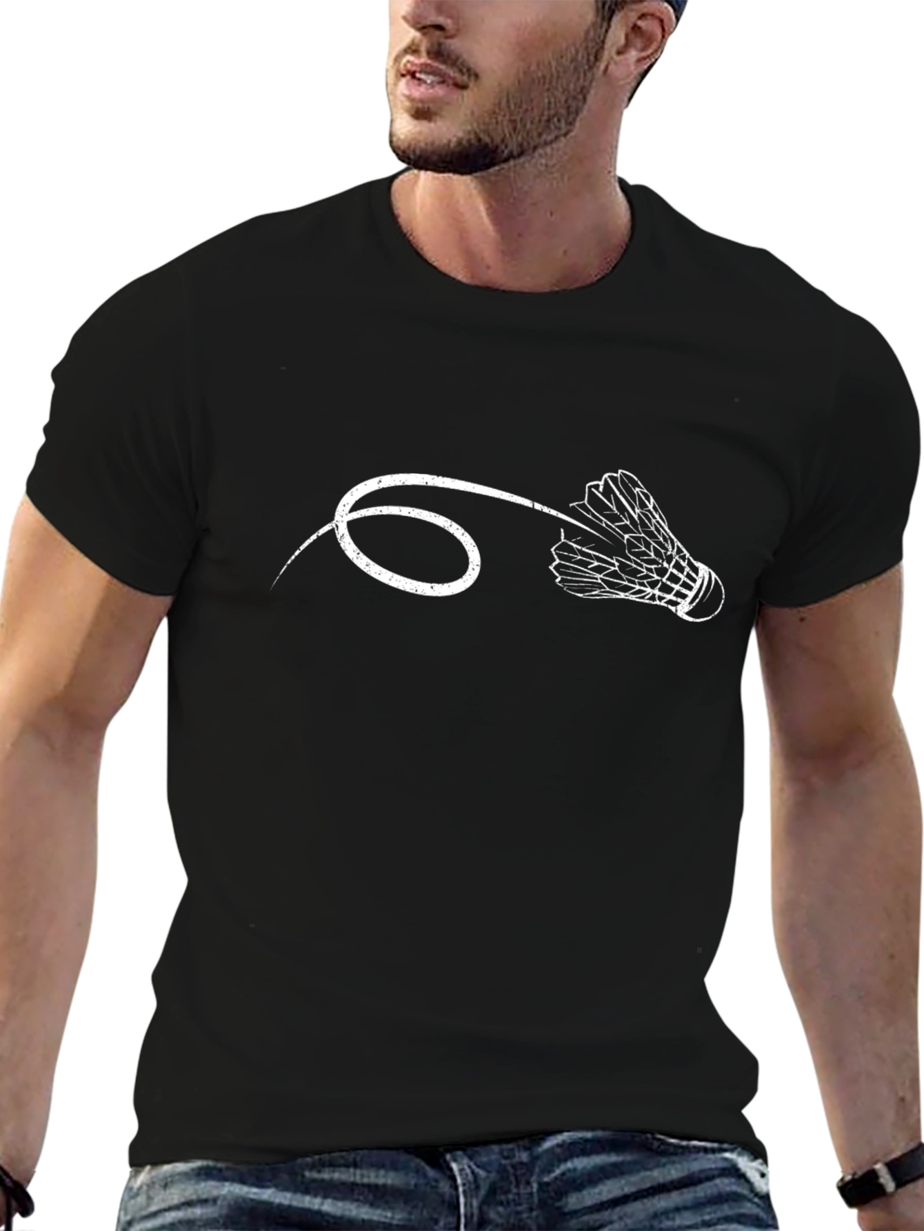 Badminton Shuttlecock Graphic Tee - Black