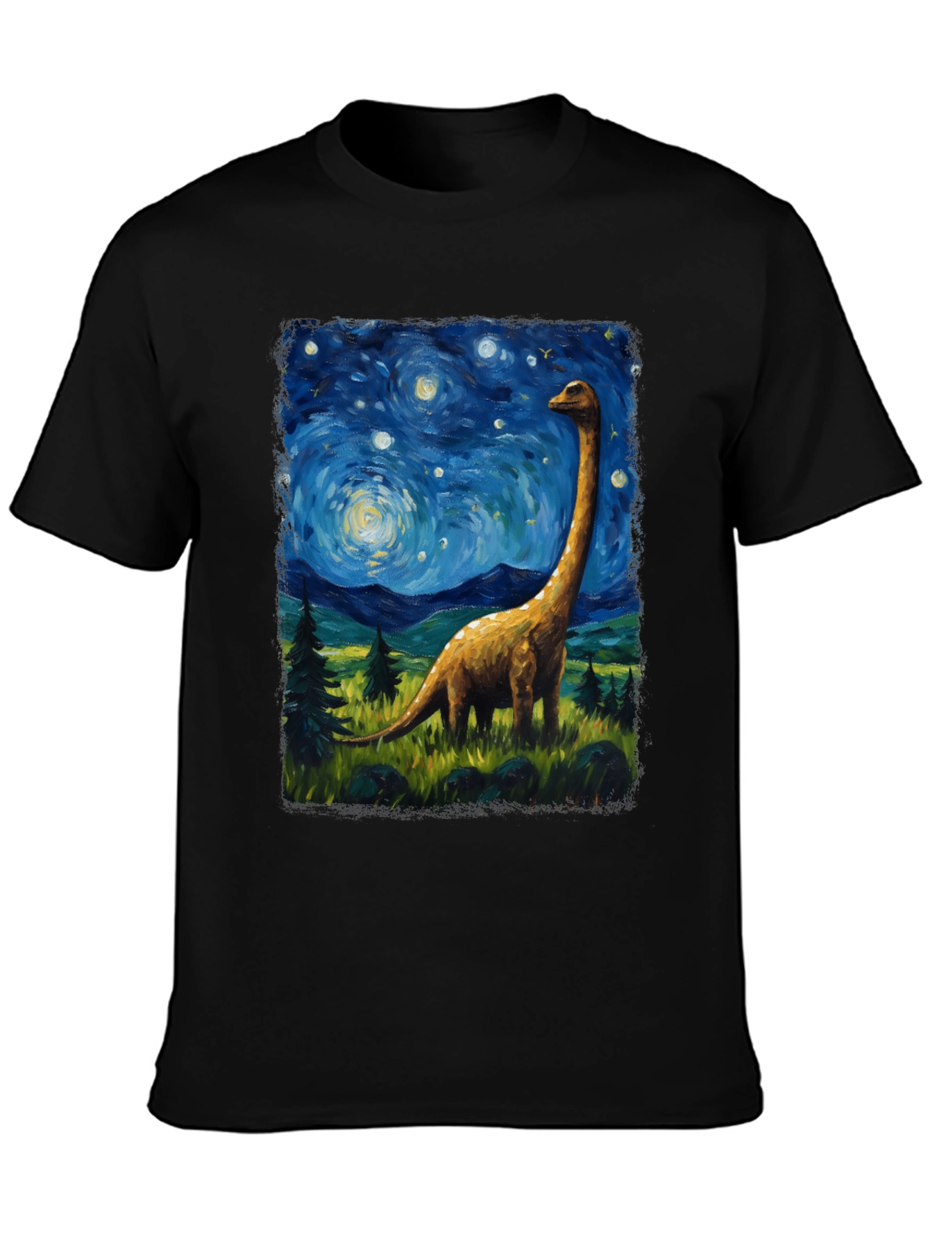 Starry Night Brontosaurus Graphic T-Shirt