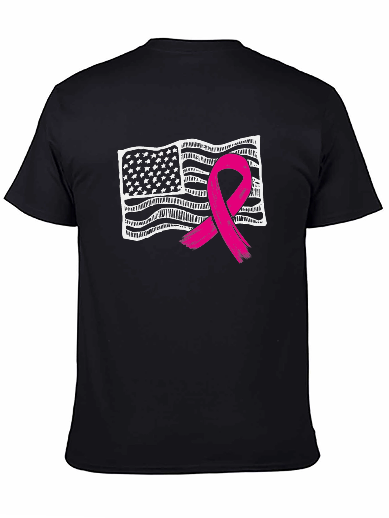 Breast Cancer Awareness American Flag T-Shirt