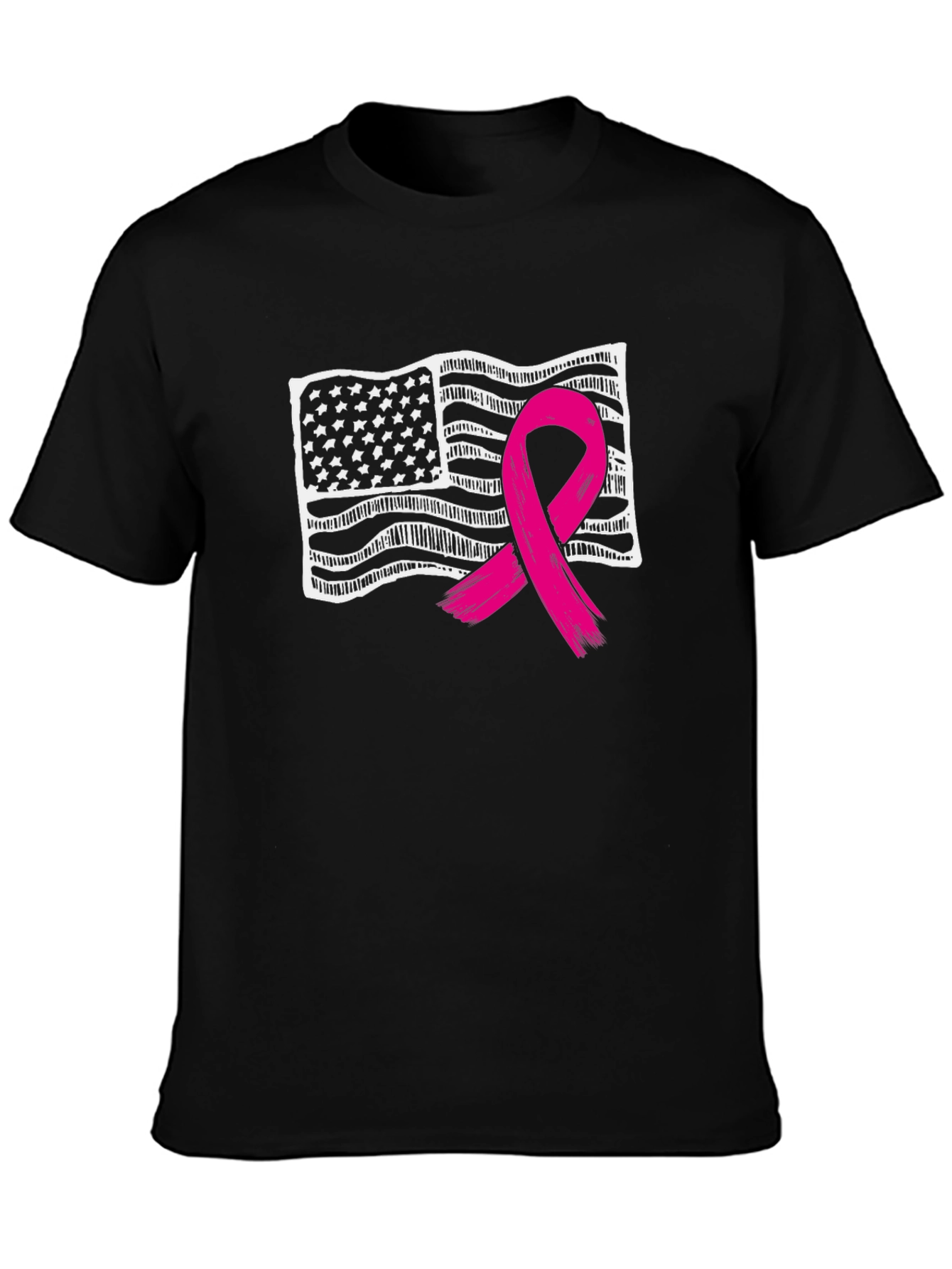 Breast Cancer Awareness American Flag T-Shirt