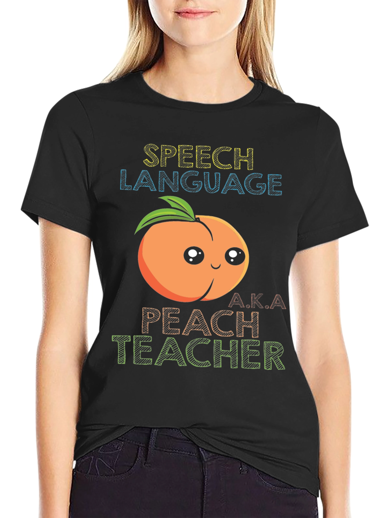 Speech Language Peach Teacher Graphic T-Shirt