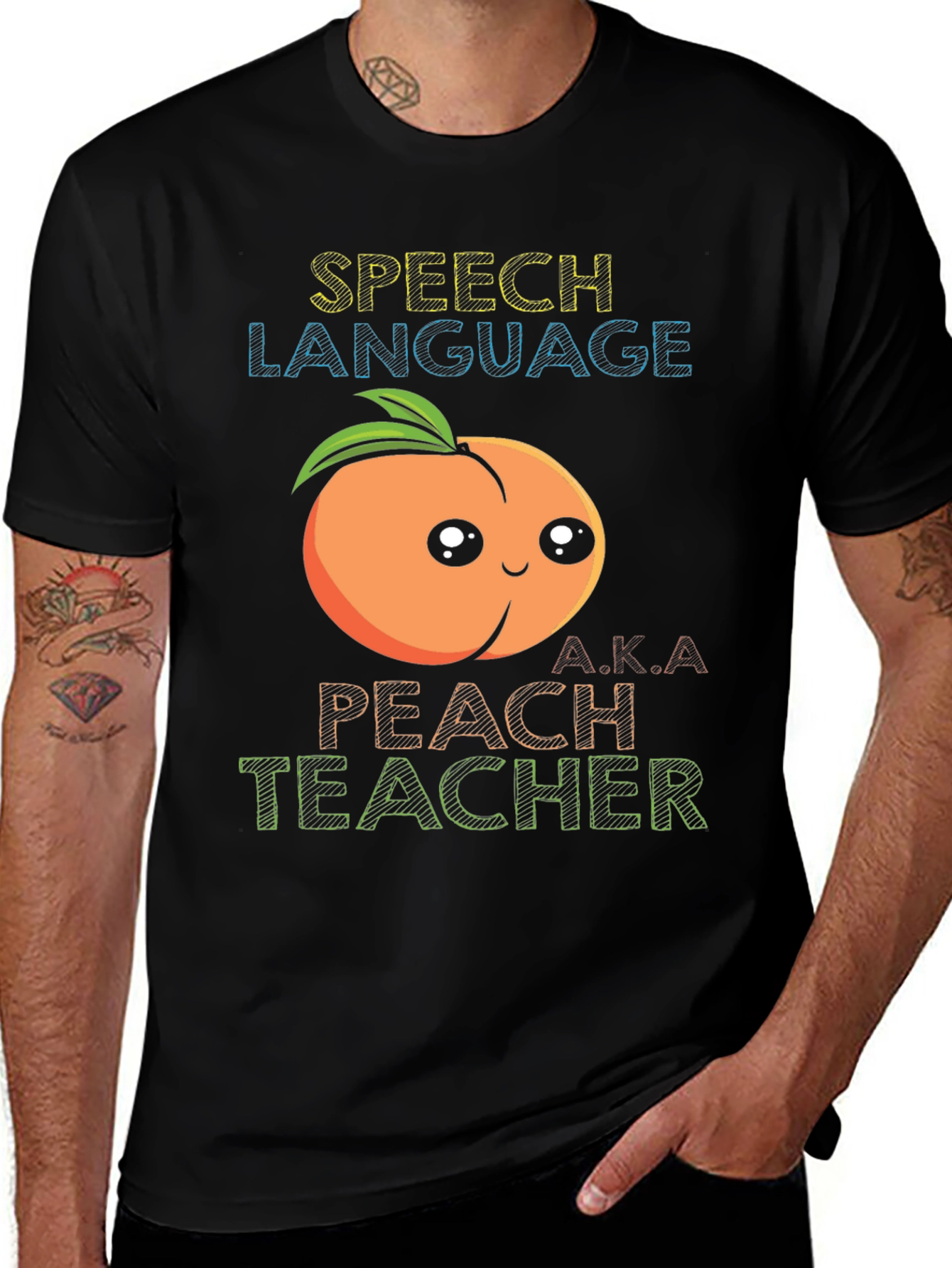 Speech Language Peach Teacher Graphic T-Shirt