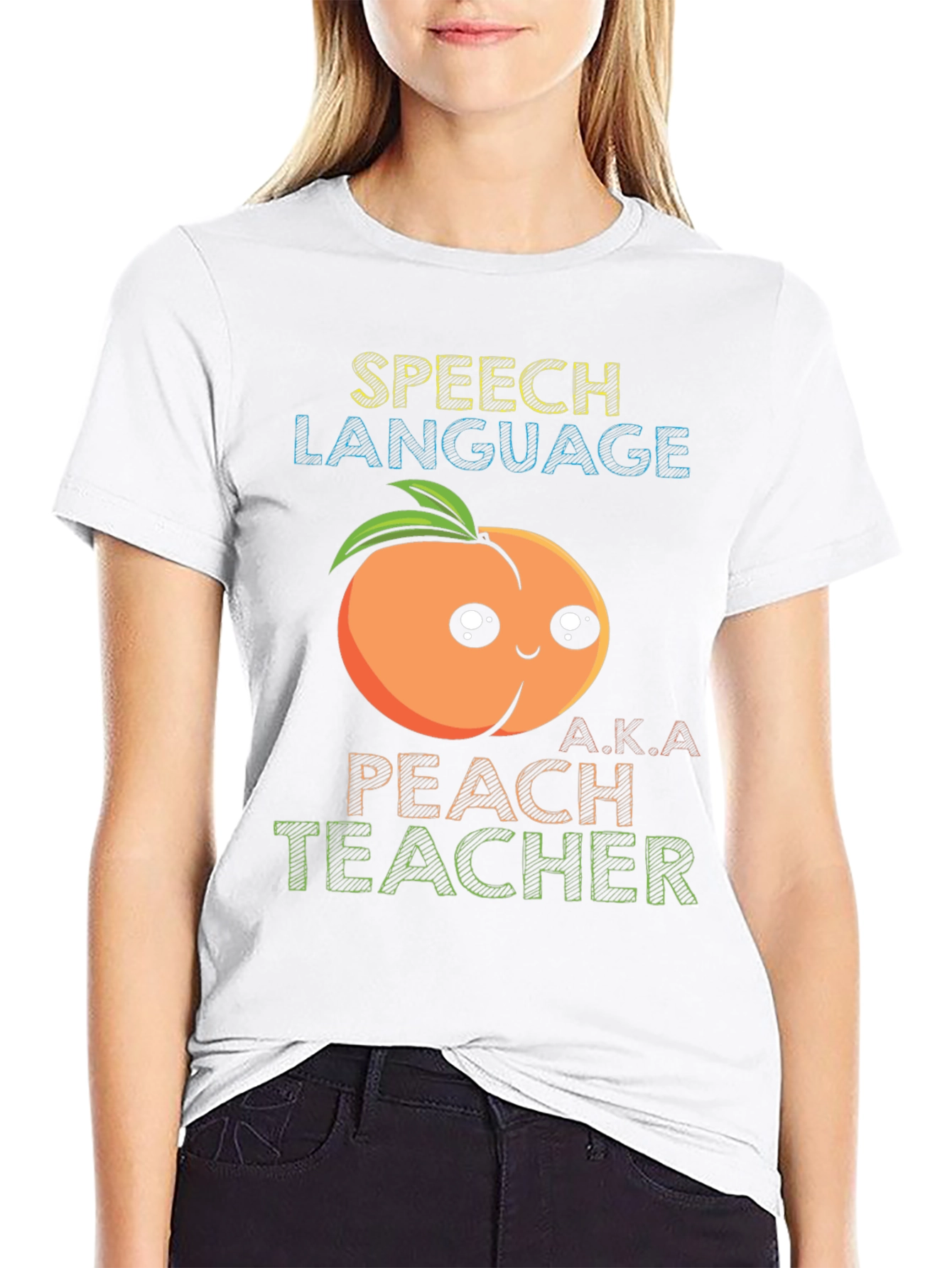 Speech Language Peach Teacher Graphic T-Shirt