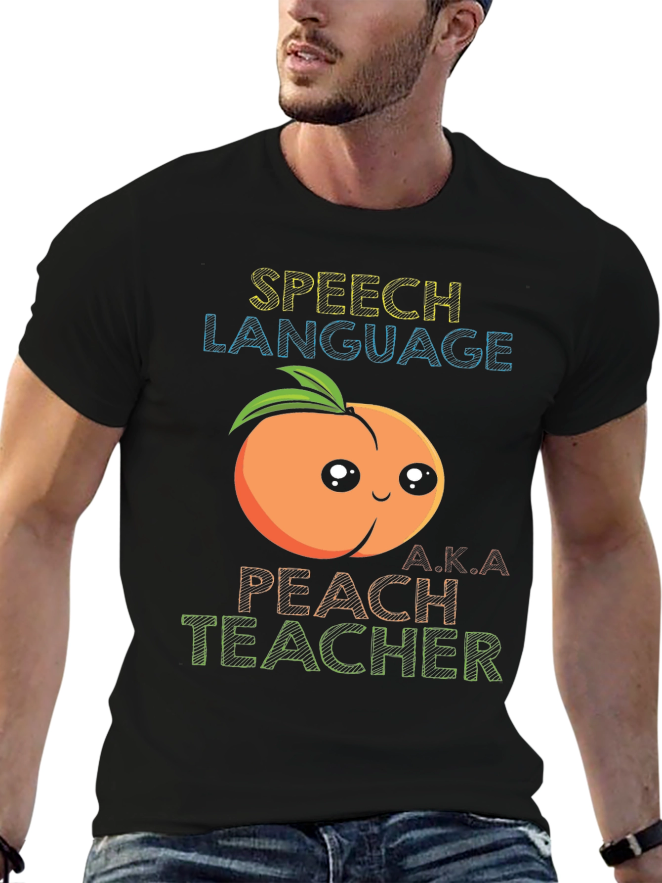 Speech Language Peach Teacher Graphic T-Shirt