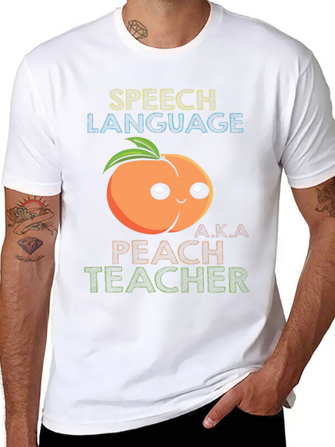 Speech Language Peach Teacher Graphic T-Shirt