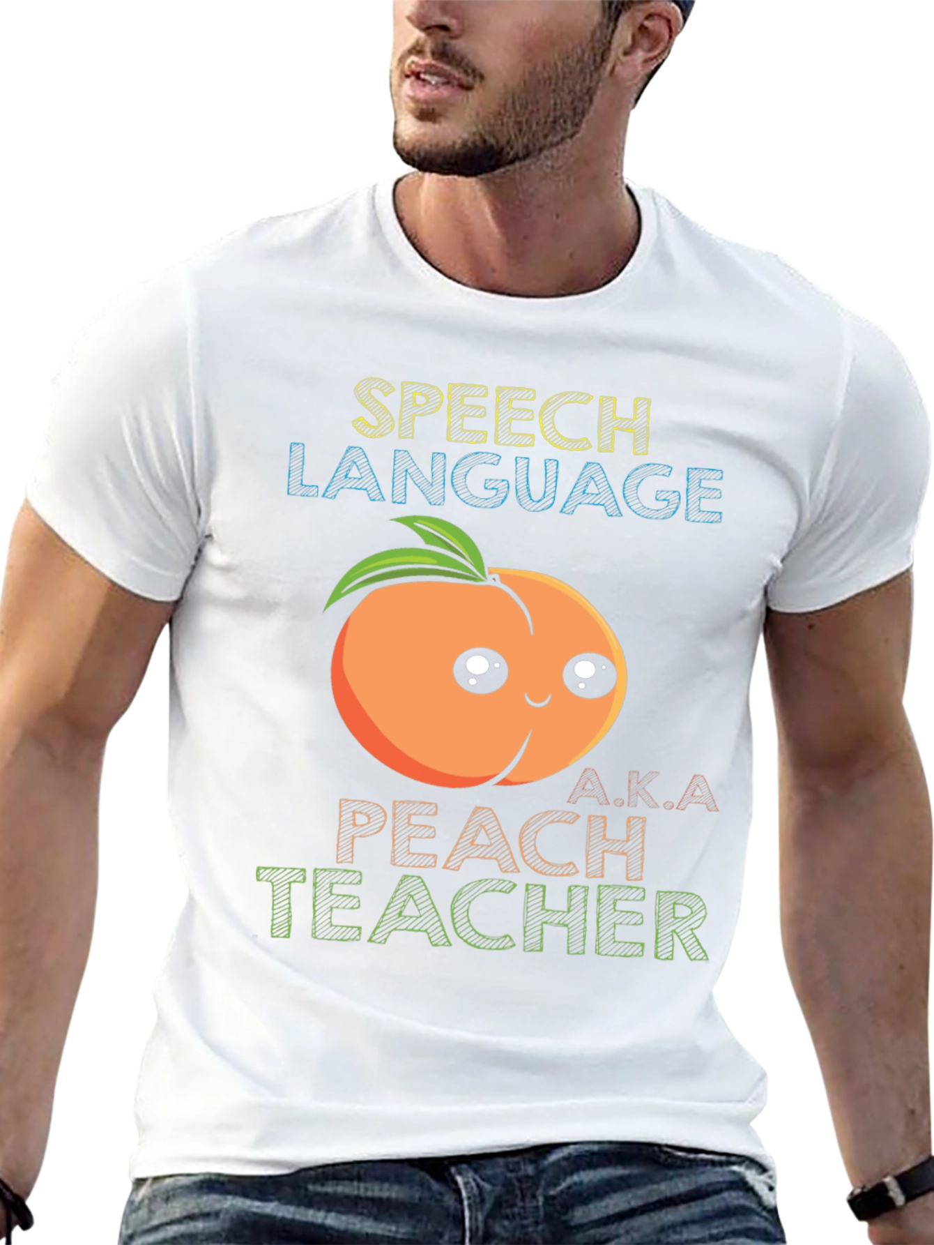 Speech Language Peach Teacher Graphic T-Shirt