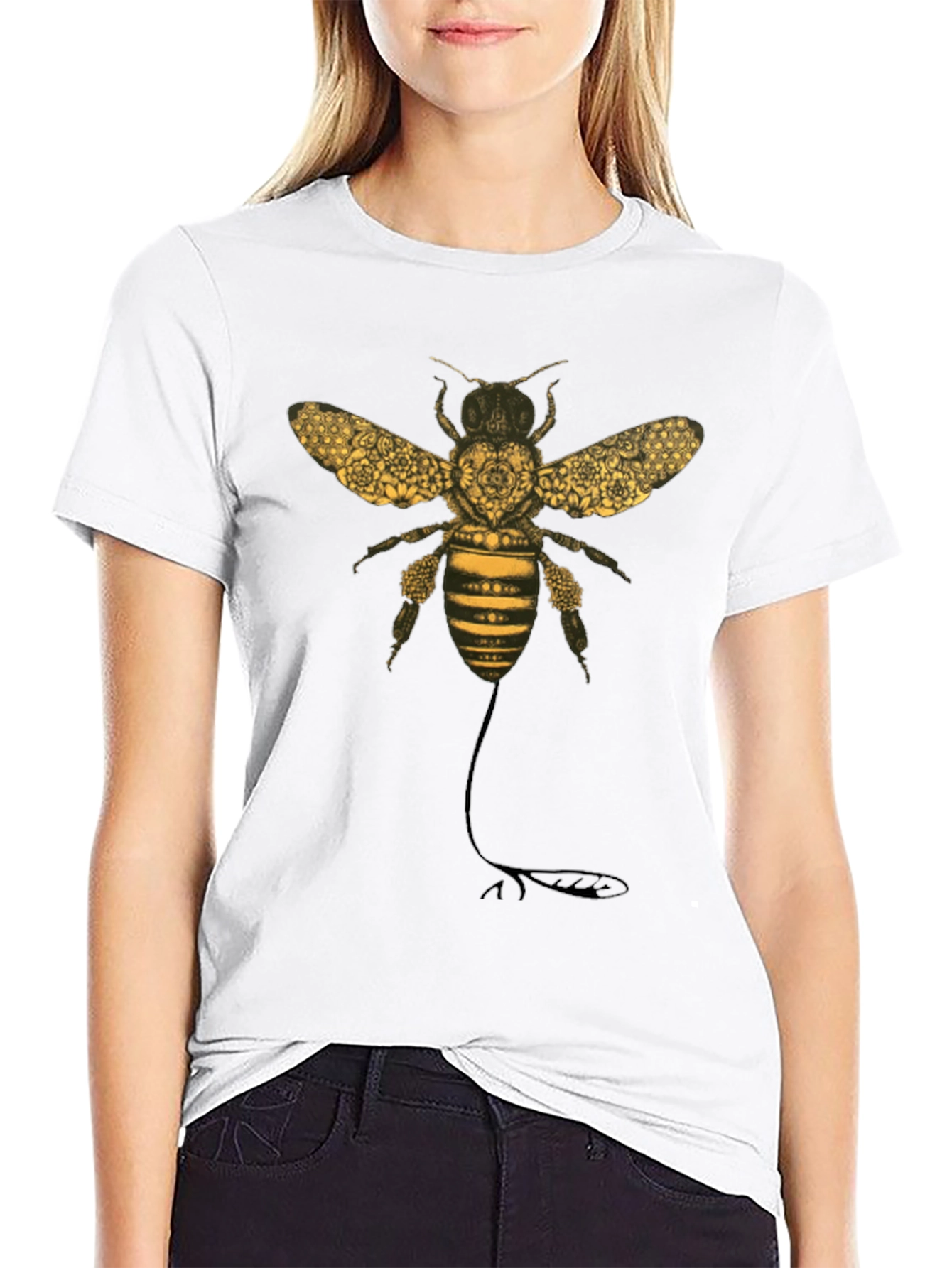 Bee Graphic T-Shirt - Black Cotton Blend