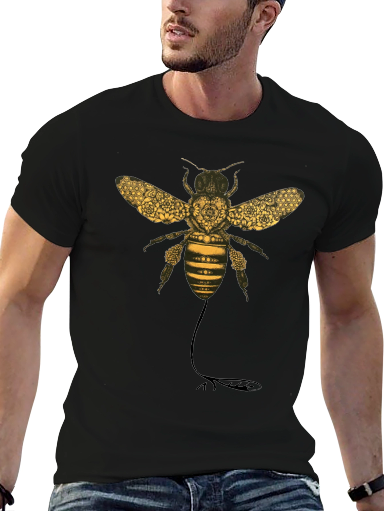Bee Graphic T-Shirt - Black Cotton Blend