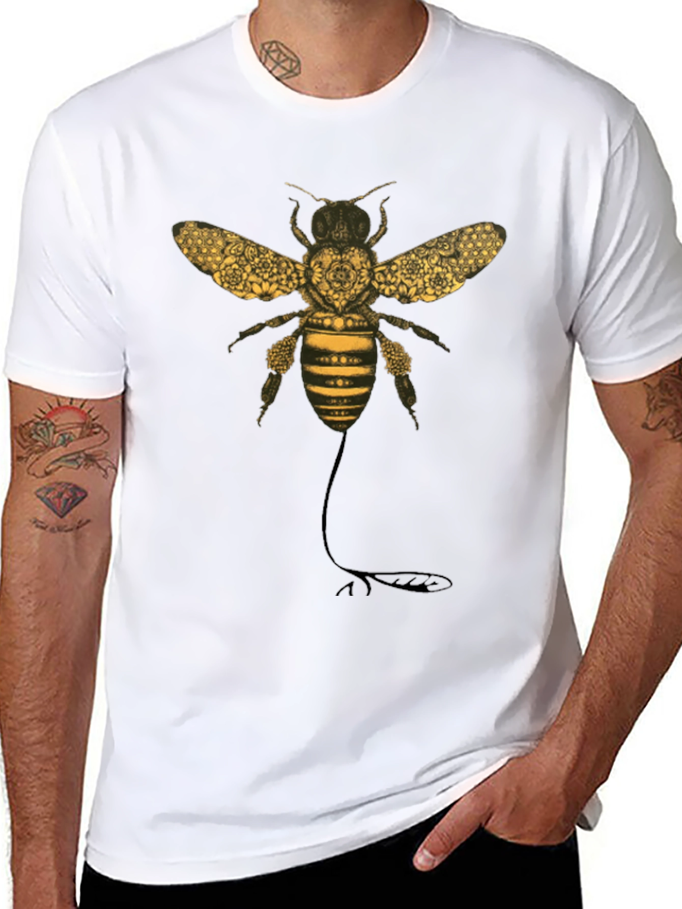 Bee Graphic T-Shirt - Black Cotton Blend