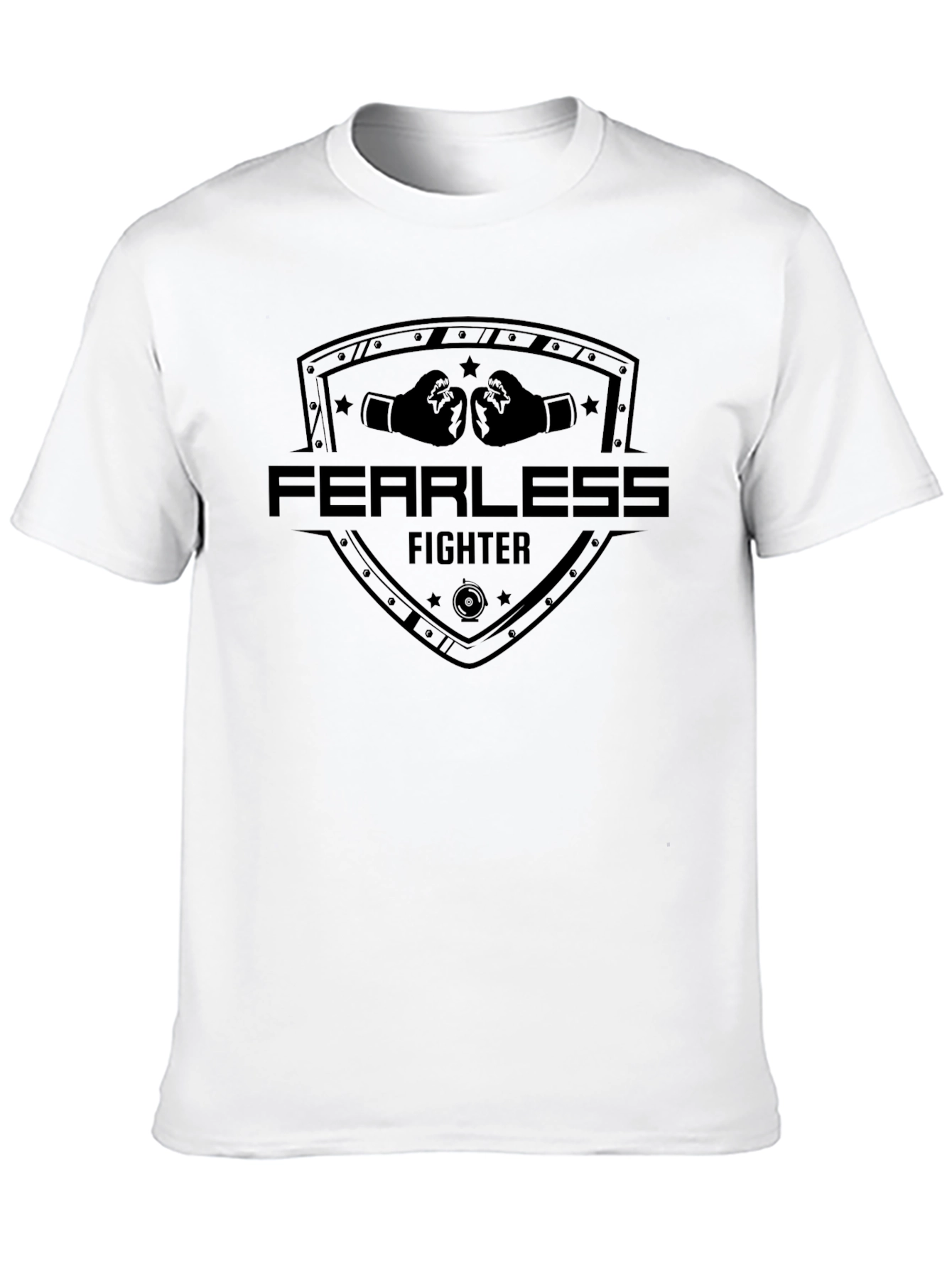 Fearless Fighter Graphic Tee - Boxing Shield Design