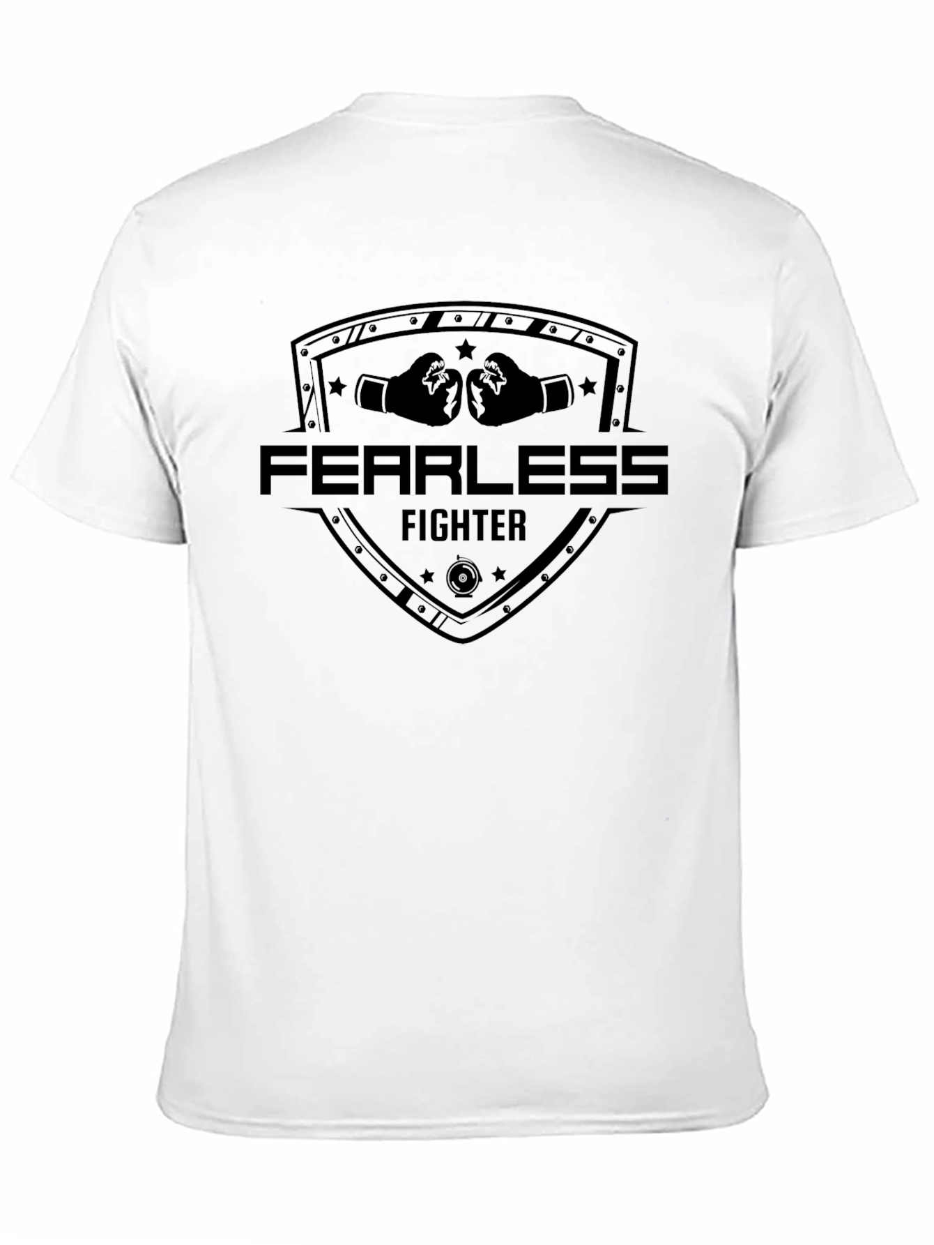 Fearless Fighter Graphic Tee - Boxing Shield Design