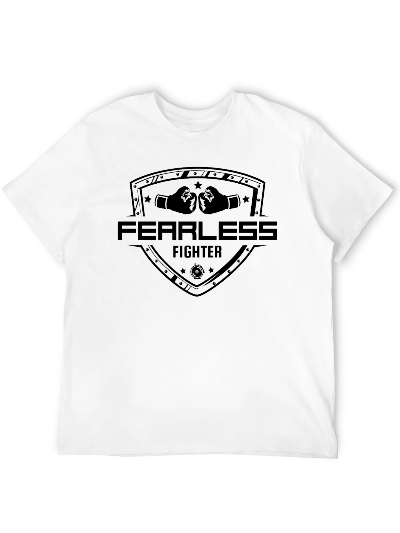 Fearless Fighter Graphic Tee - Boxing Shield Design