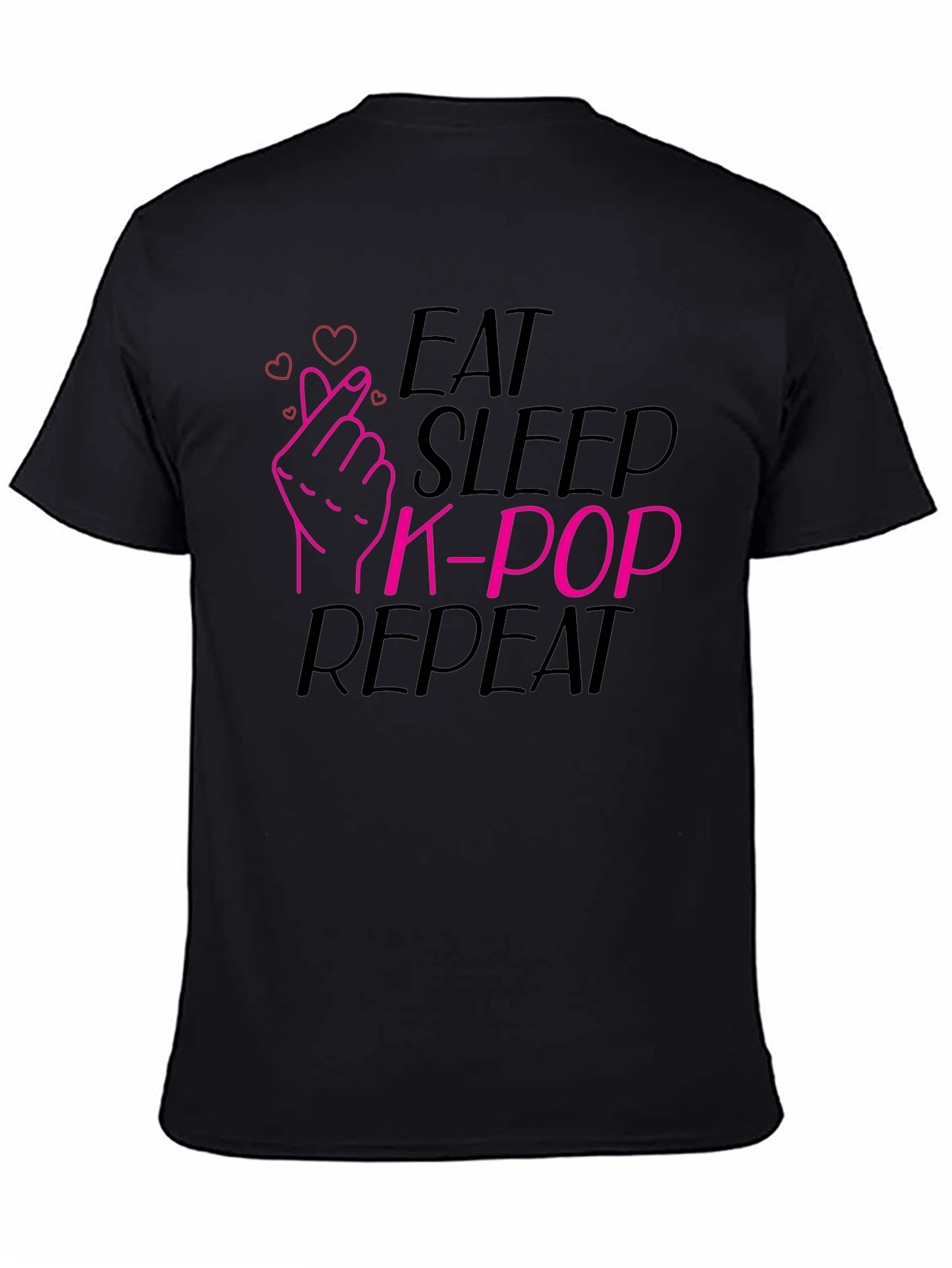 Eat Sleep K-Pop Repeat Black T-Shirt