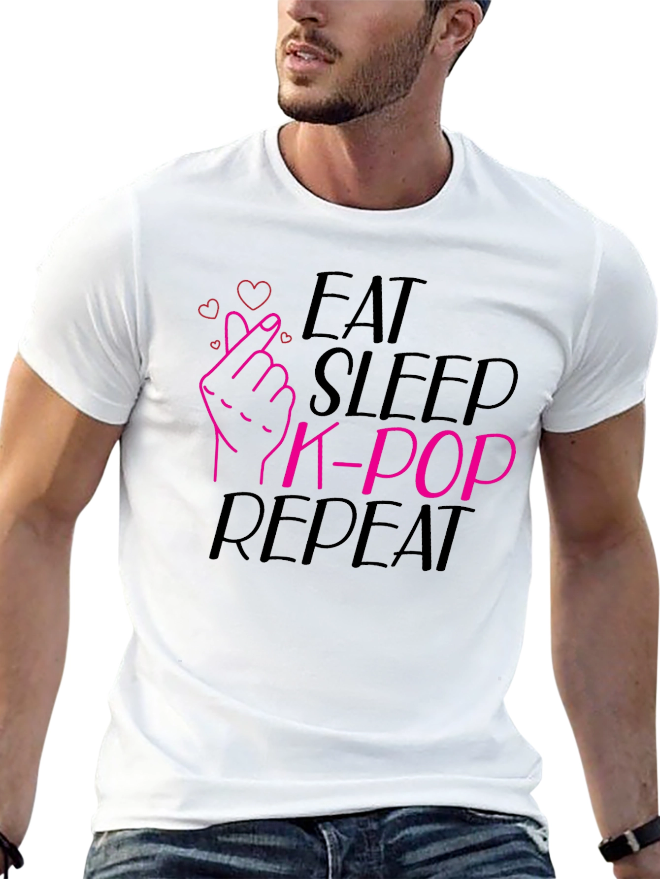 Eat Sleep K-Pop Repeat Black T-Shirt