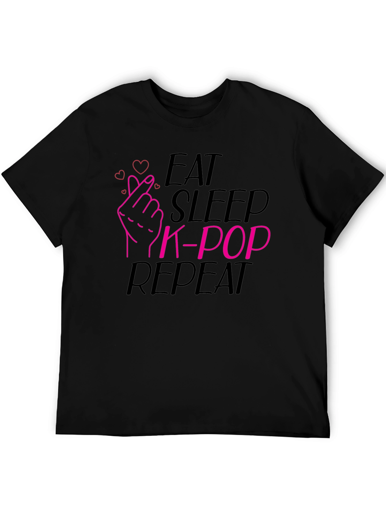 Eat Sleep K-Pop Repeat Black T-Shirt