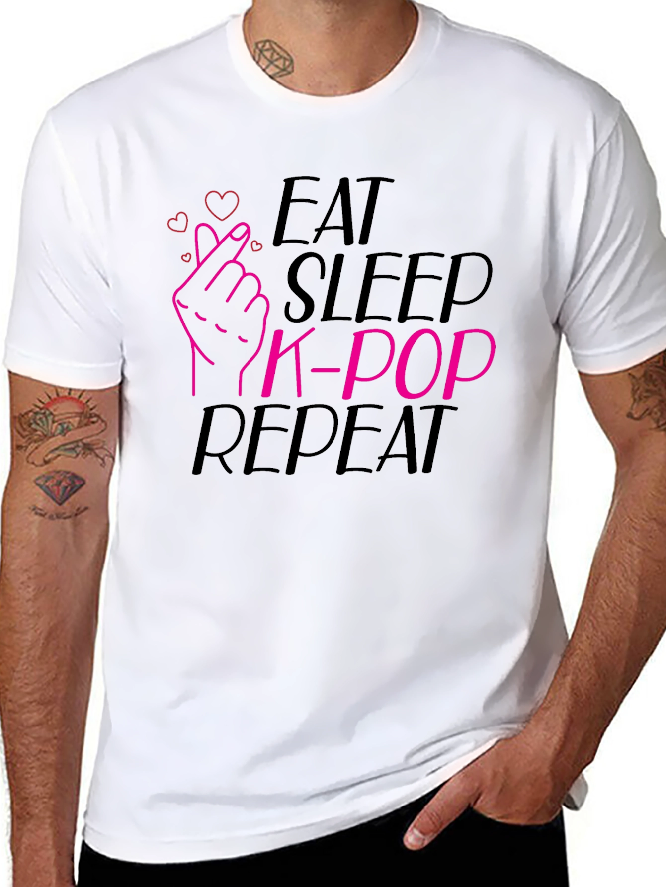 Eat Sleep K-Pop Repeat Black T-Shirt