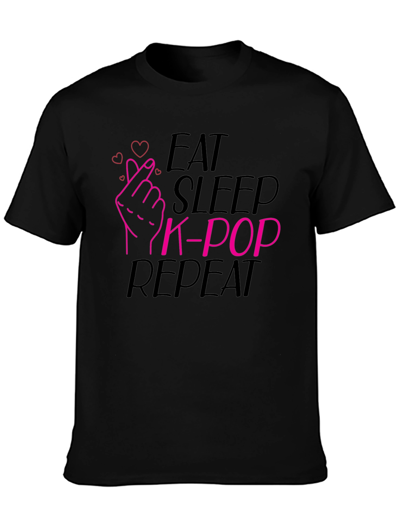 Eat Sleep K-Pop Repeat Black T-Shirt