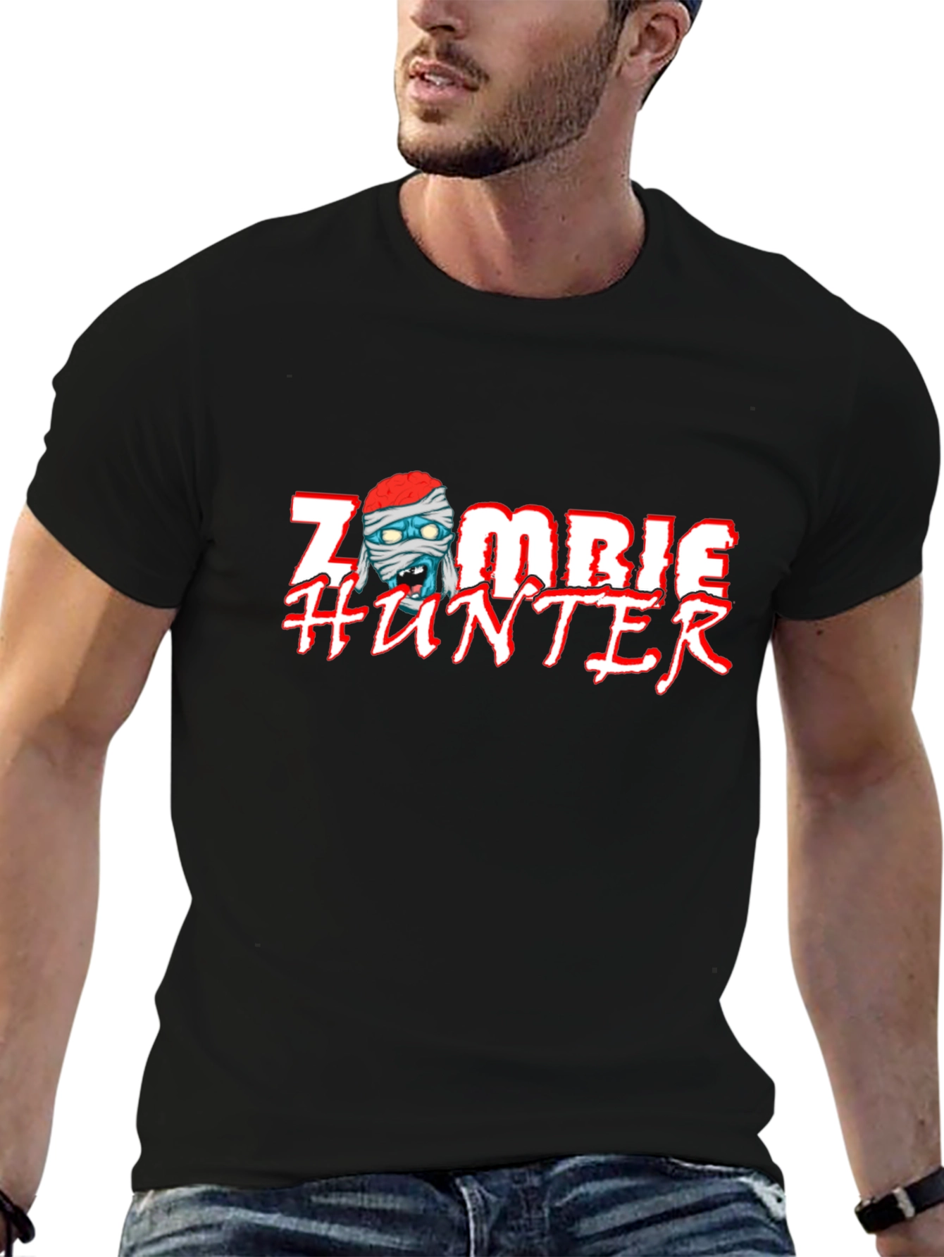 Zombie Hunter Graphic Tee - Cool Halloween T-Shirt