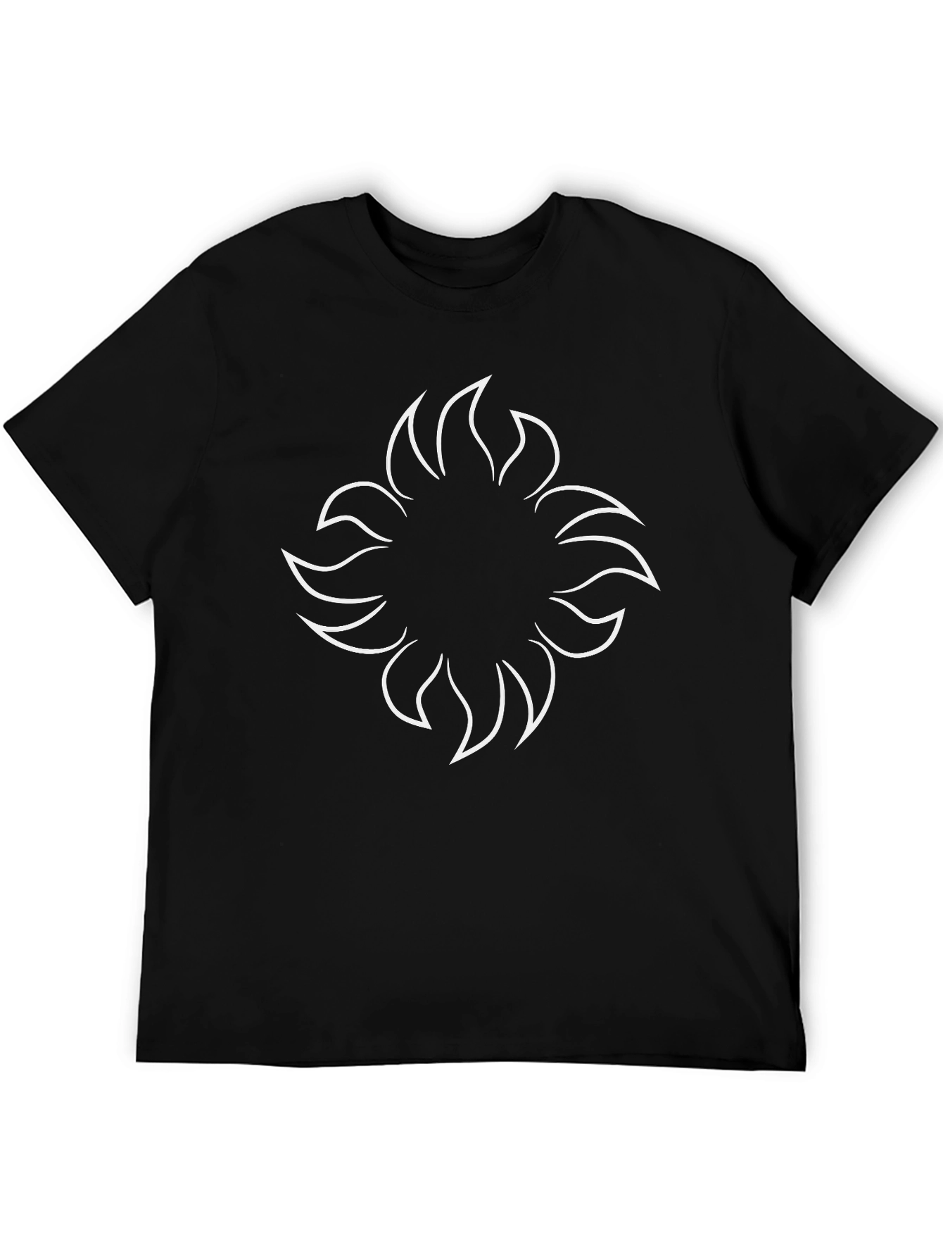 Abstract Sun Graphic Black T-Shirt