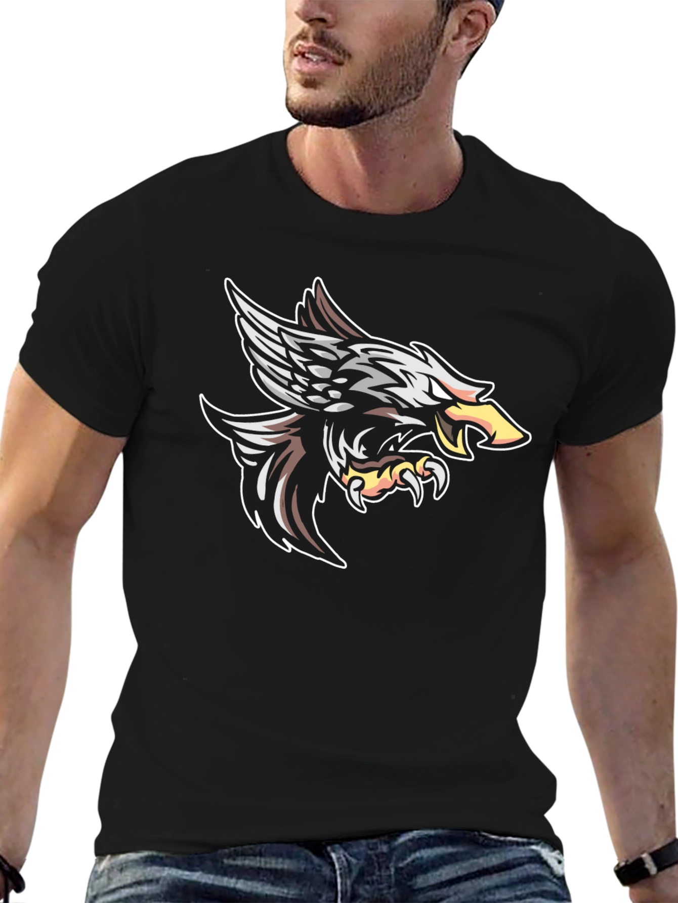 Black Eagle Graphic Tee - Fierce Bird Design