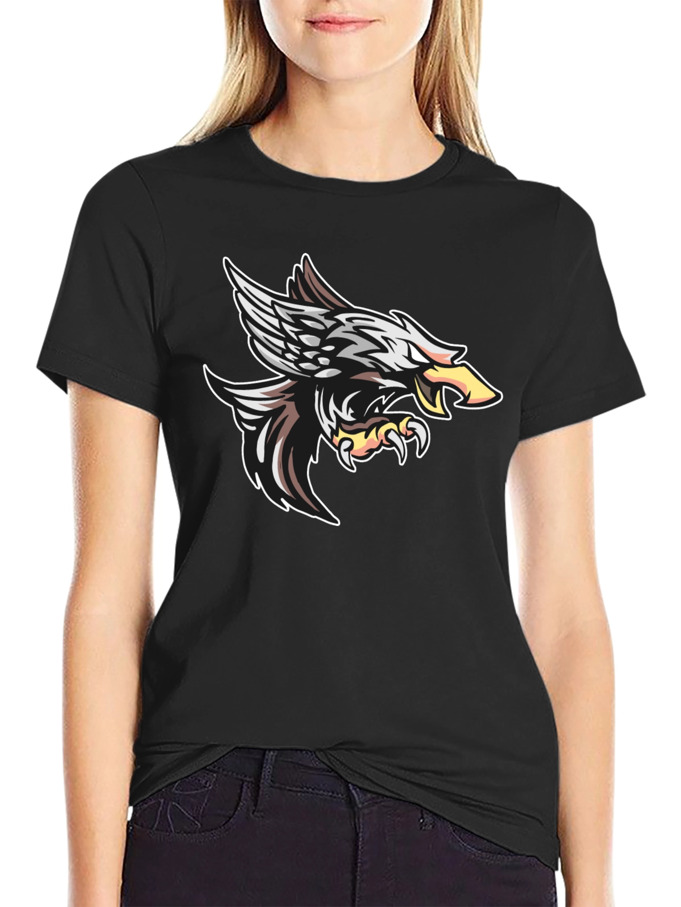 Black Eagle Graphic Tee - Fierce Bird Design