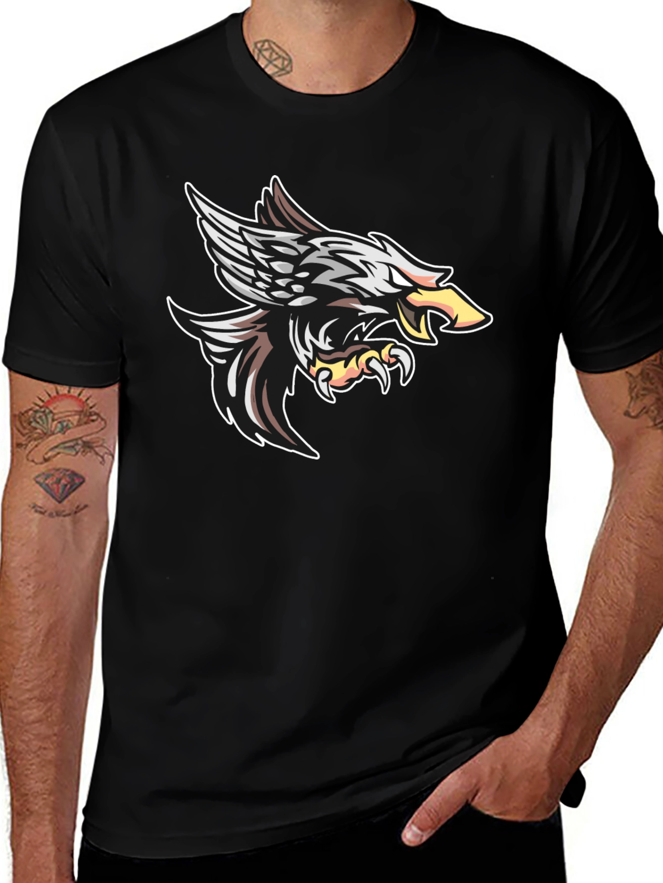 Black Eagle Graphic Tee - Fierce Bird Design