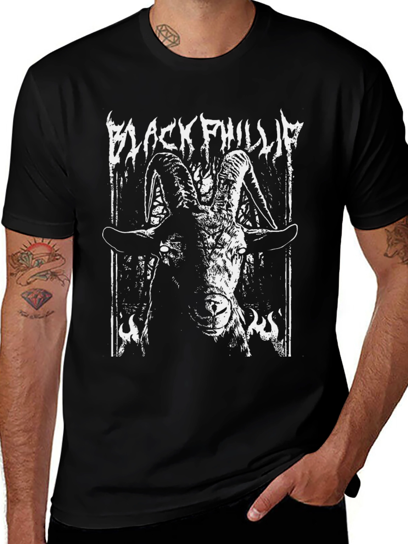 Black Phillip Graphic Tee - Occult Goat Design