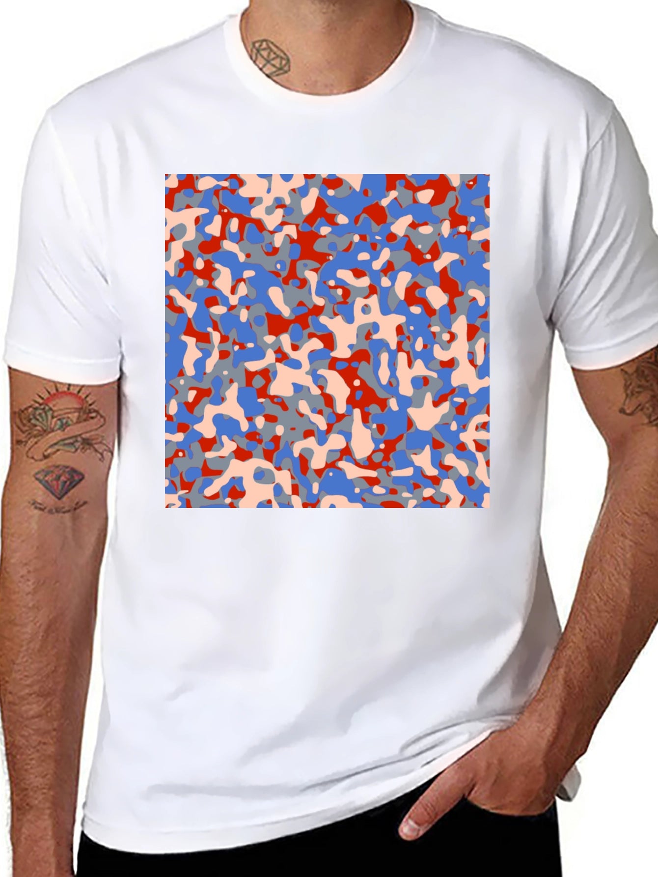 Abstract Camo Print Black T-Shirt