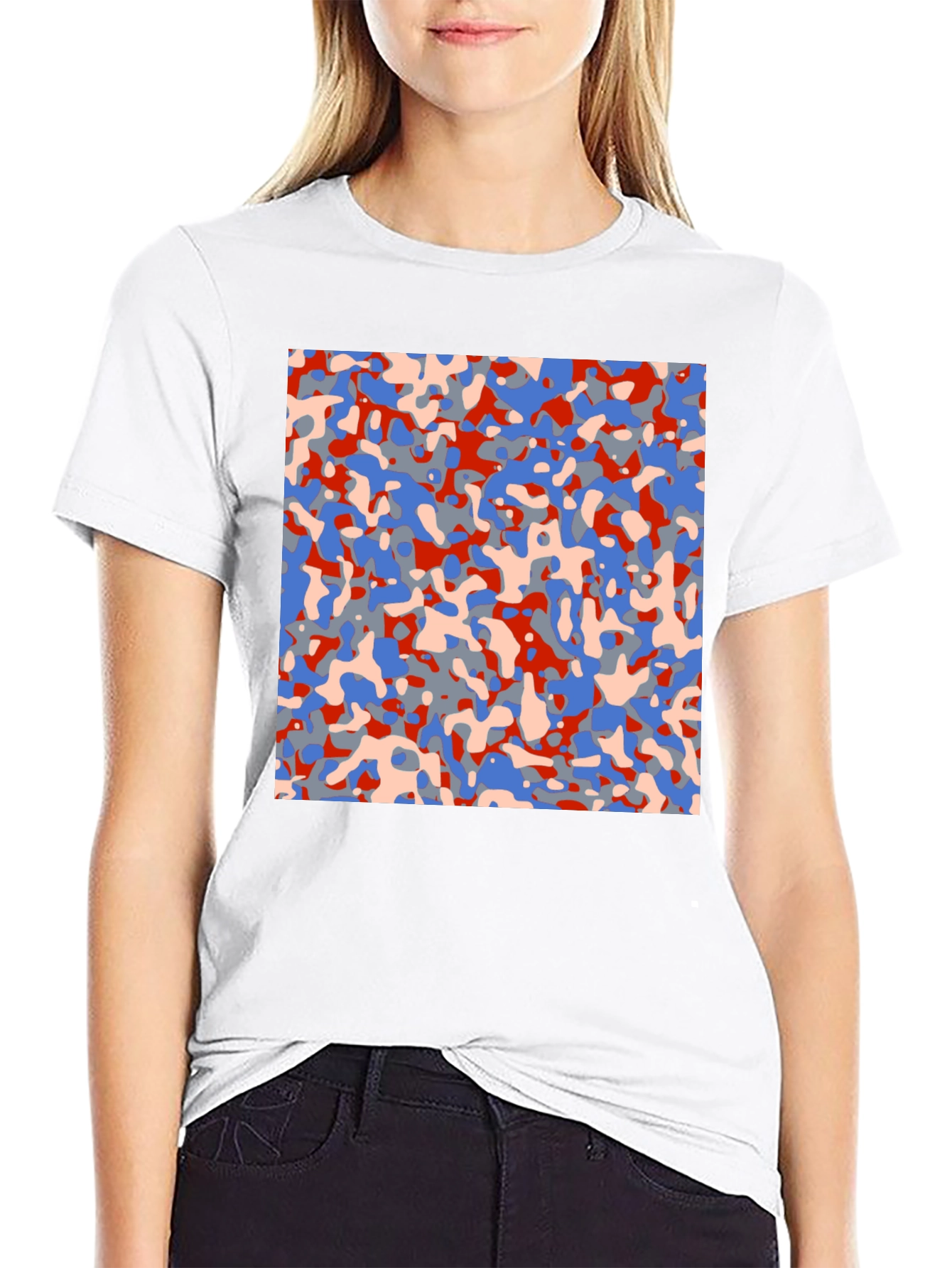 Abstract Camo Print Black T-Shirt